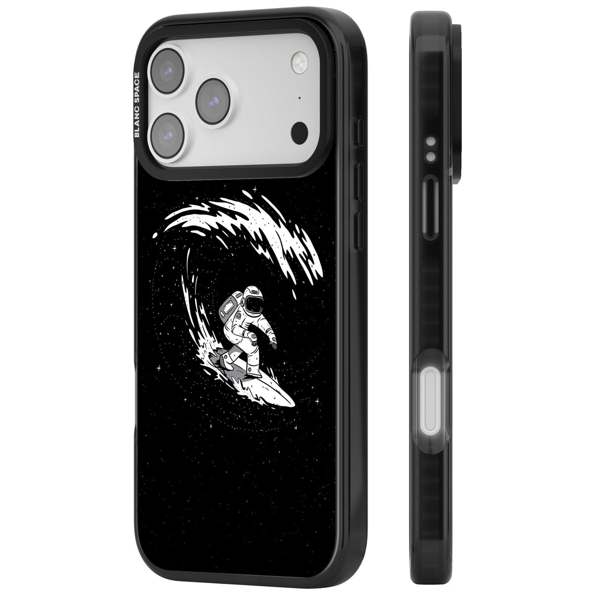 Cosmic Surf iPhone 17 Pro Max Impact Black Phone Case side