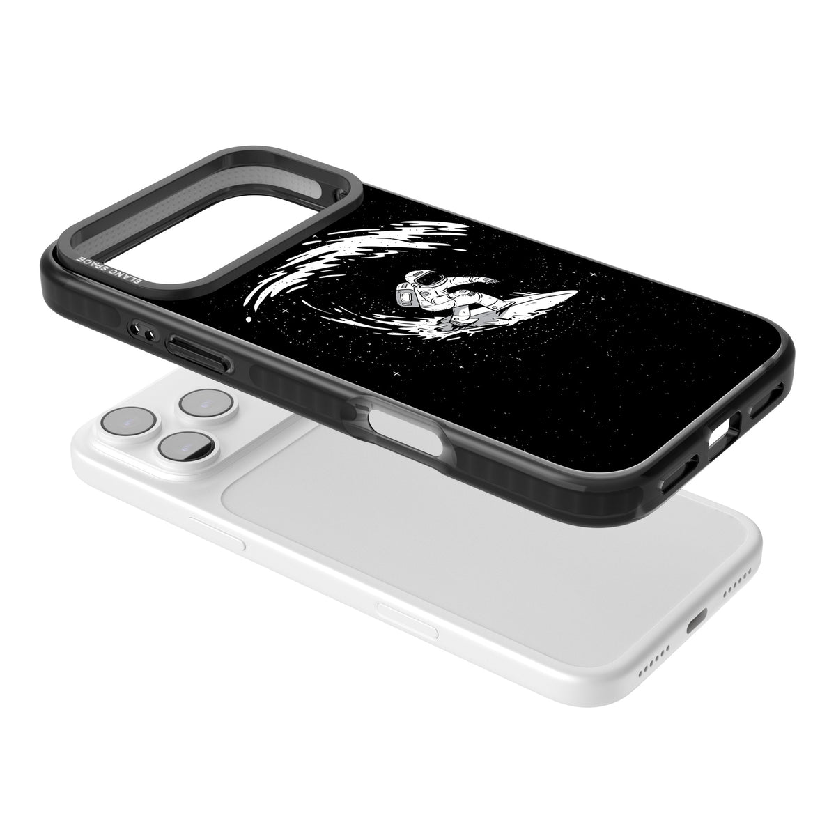 Cosmic Surf iPhone 17 Pro Max Impact Black Phone Case angled