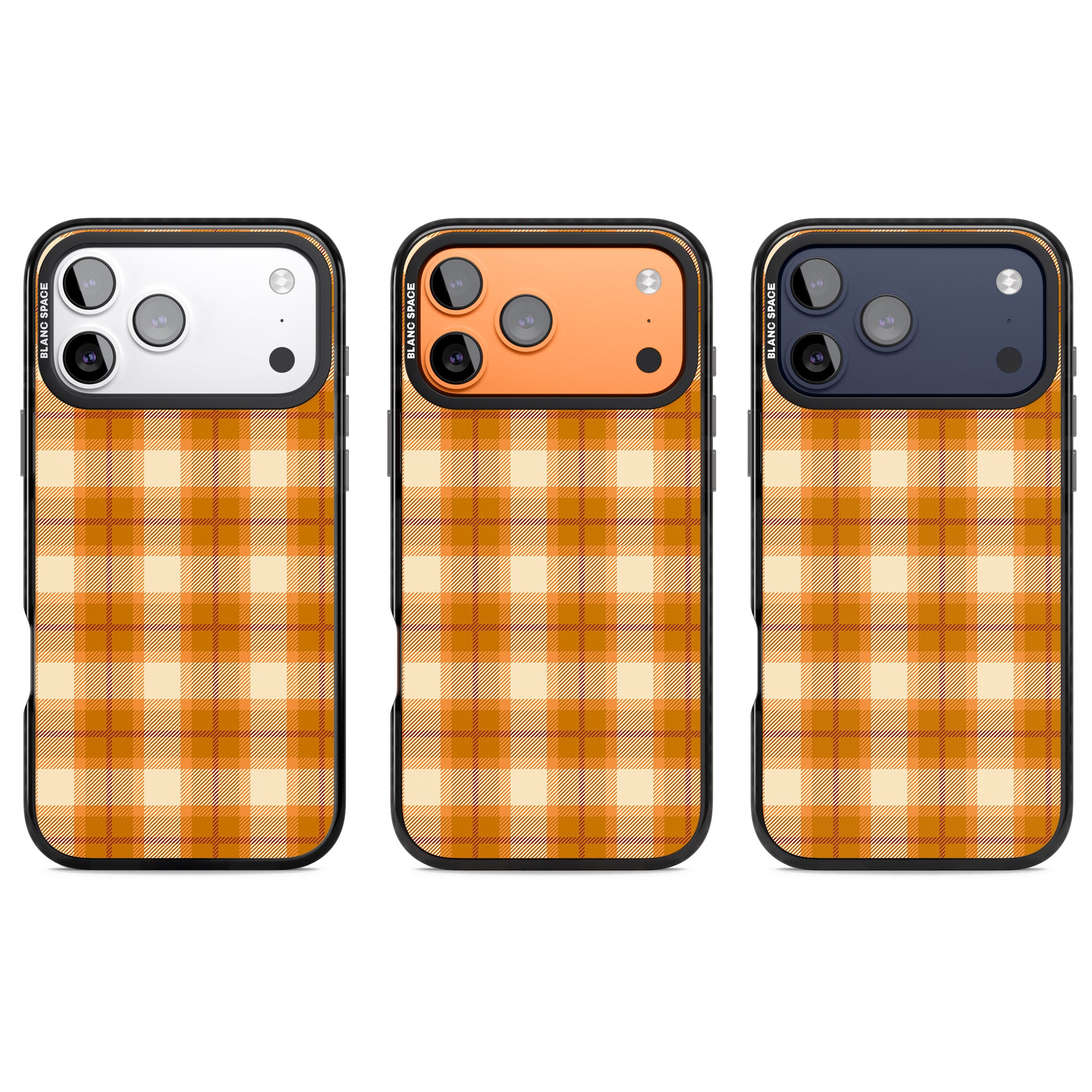 Pumpkin Plaid iPhone 17 Pro Impact Black Phone Case APT Impact Protection