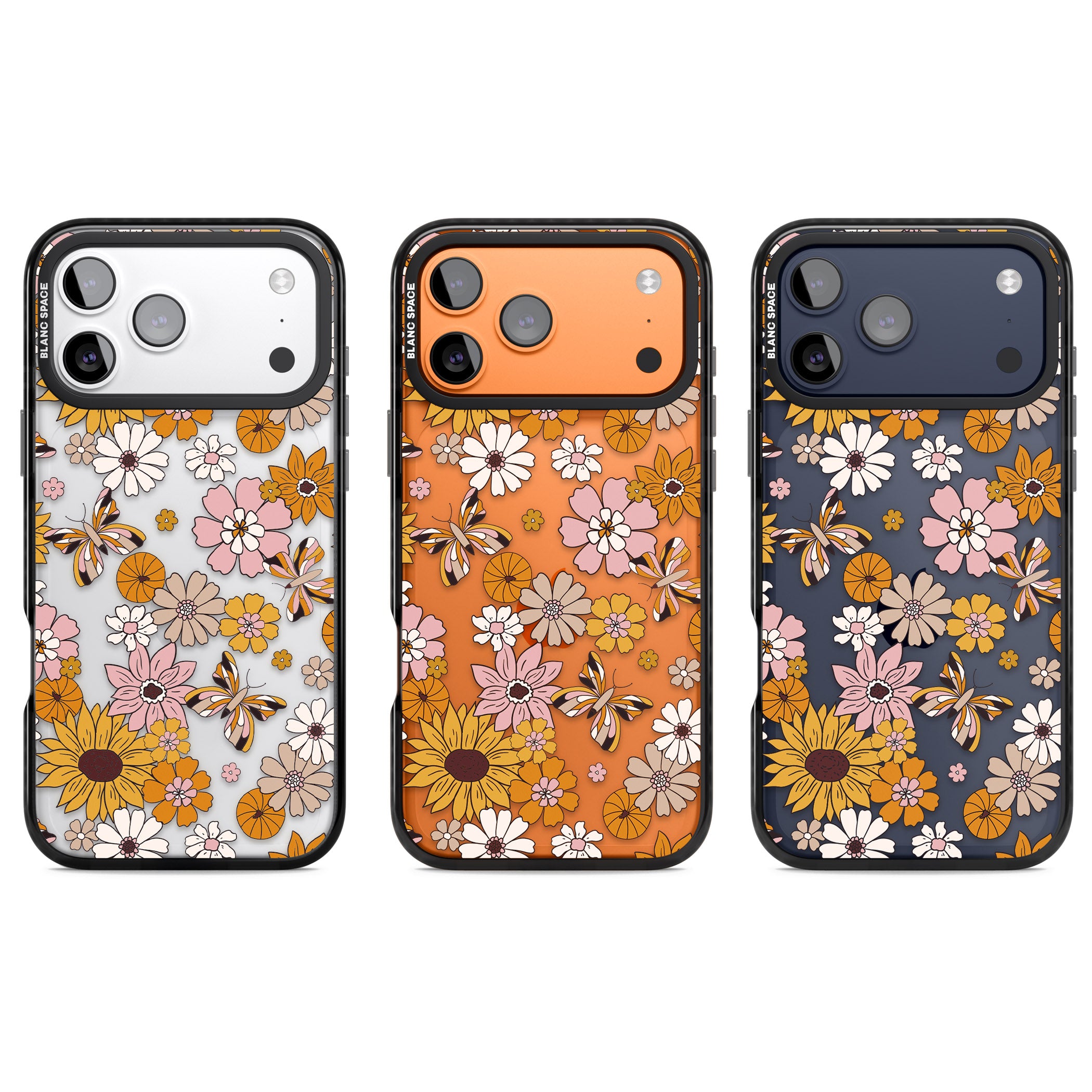 Butterfly Bloom Autumn Floral iPhone 17 Pro Impact Black Phone Case APT Impact Protection