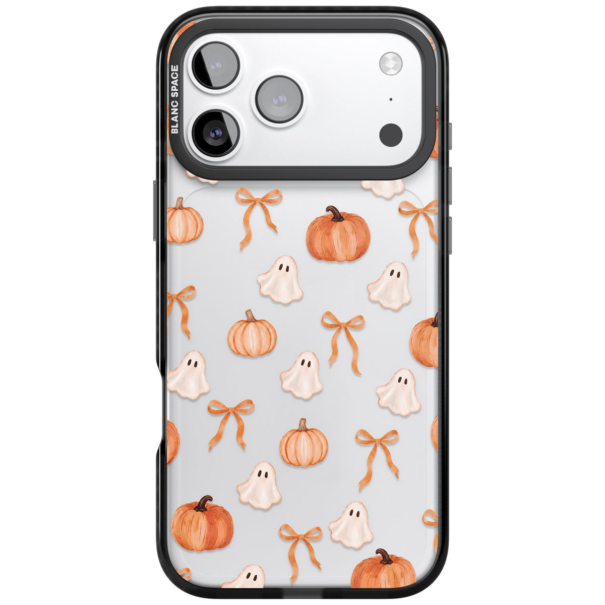 Bows, Ghosts & Pumpkins iPhone 17 Pro Max Impact Black Phone Case front