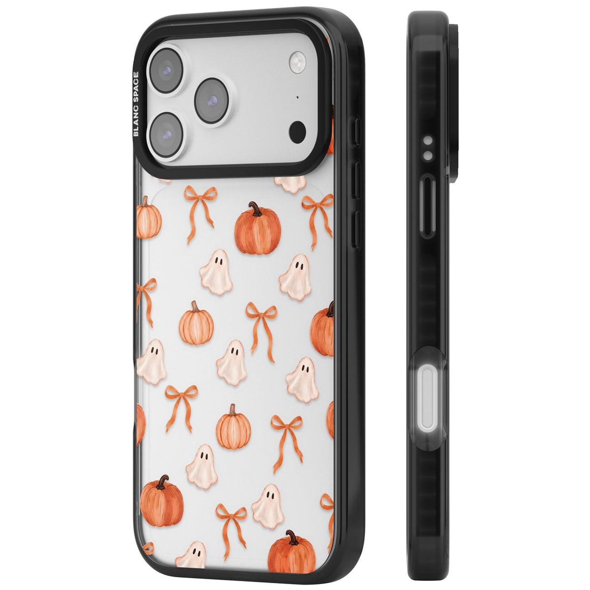 Bows, Ghosts & Pumpkins iPhone 17 Pro Max Impact Black Phone Case side