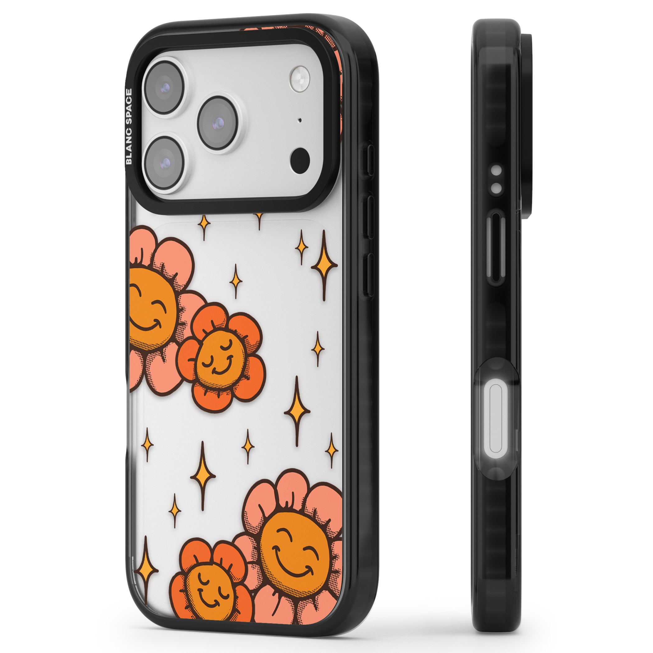 Mellow Flowers iPhone 17 Pro Impact Black Phone Case Side Profile