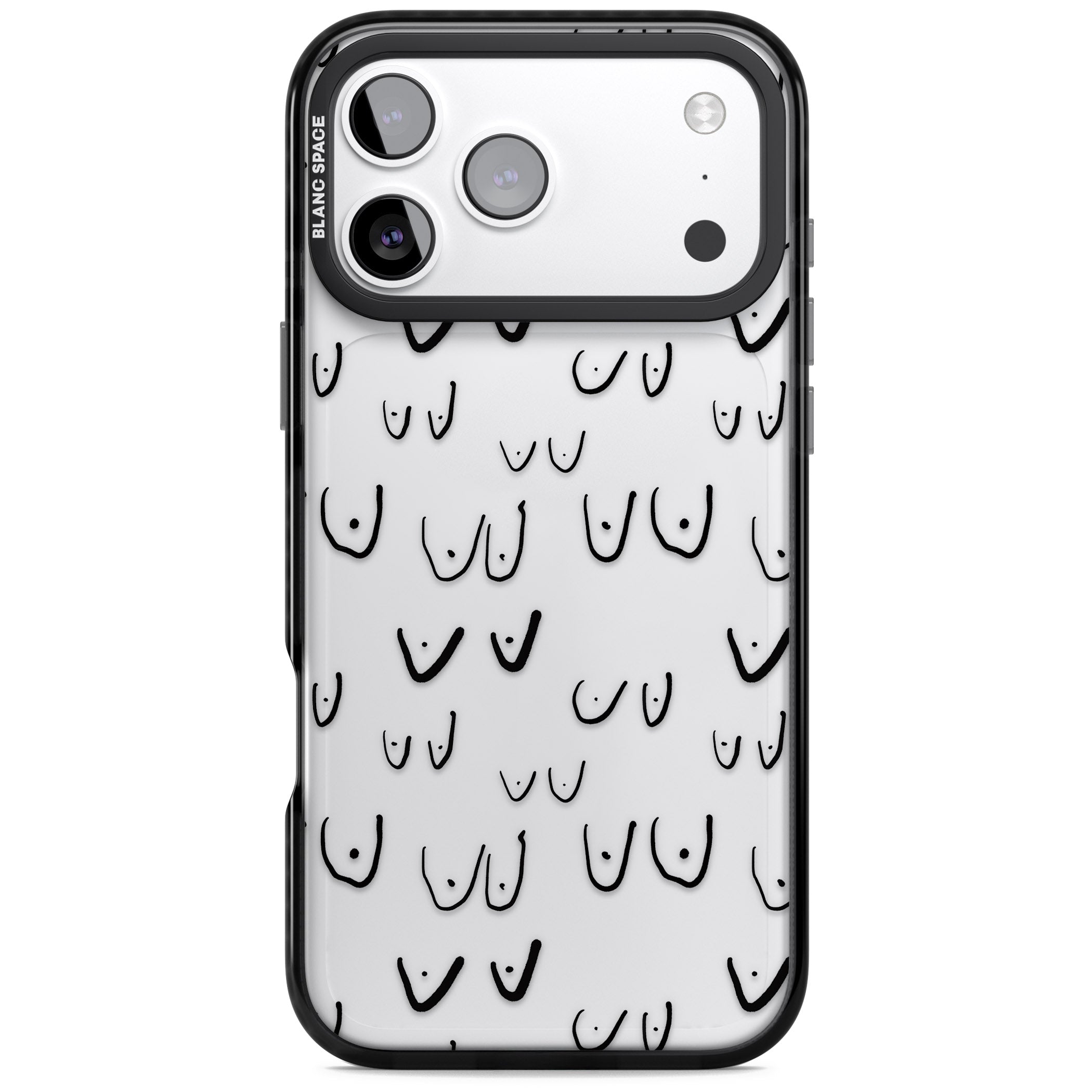 Boob Pattern (Black) iPhone 17 Pro Impact Black Phone Case
