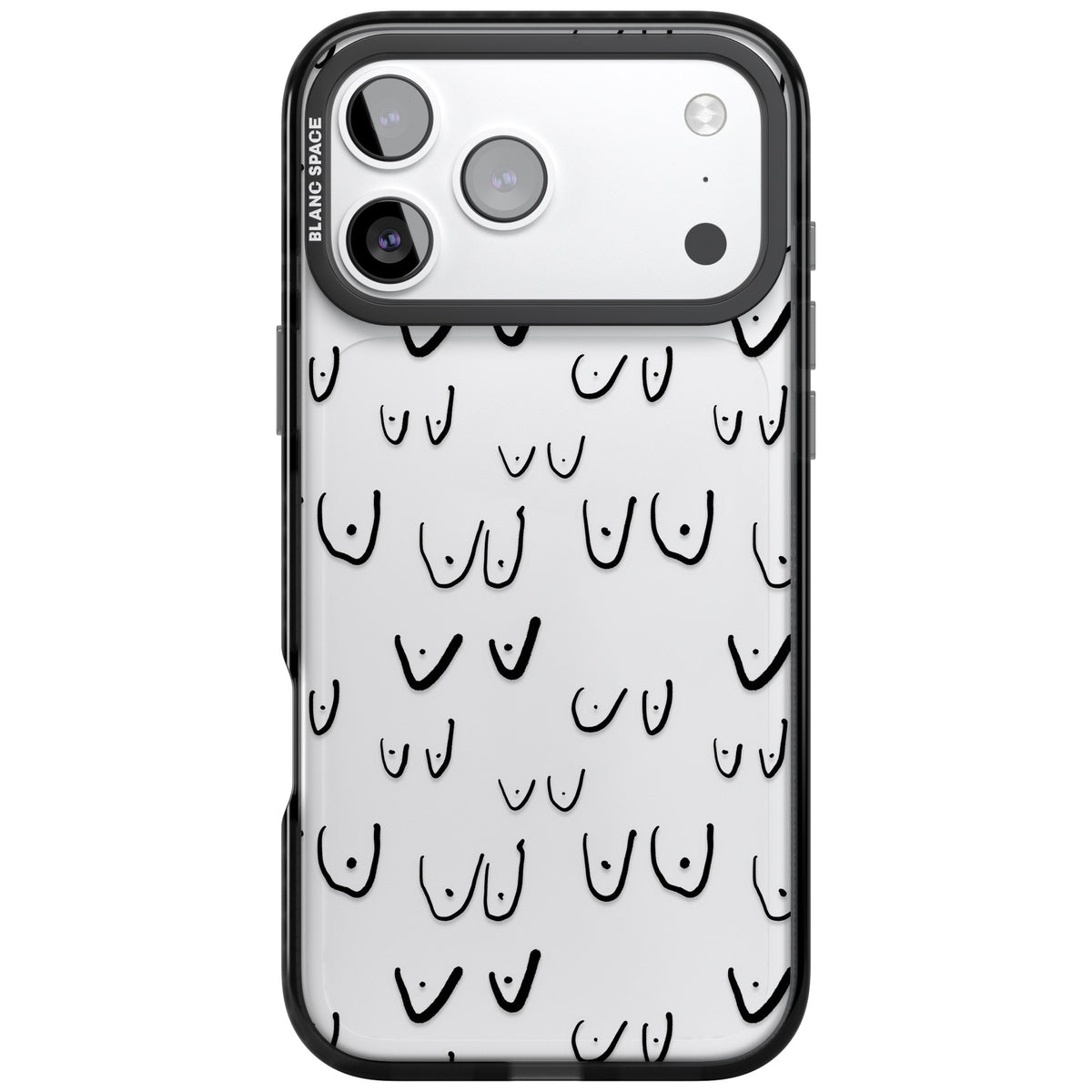 Boob Pattern (Black) iPhone 17 Pro Max Impact Black Phone Case front