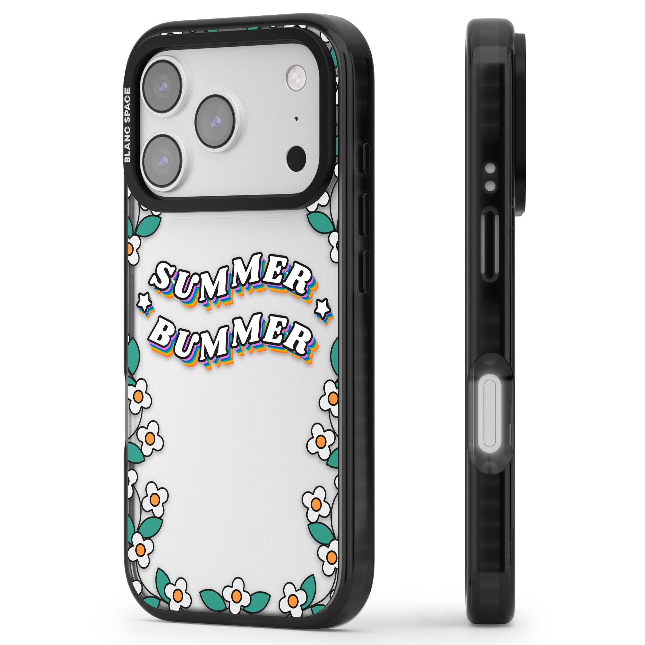 Summer Bummer iPhone 17 Pro Impact Black Phone Case Side Profile