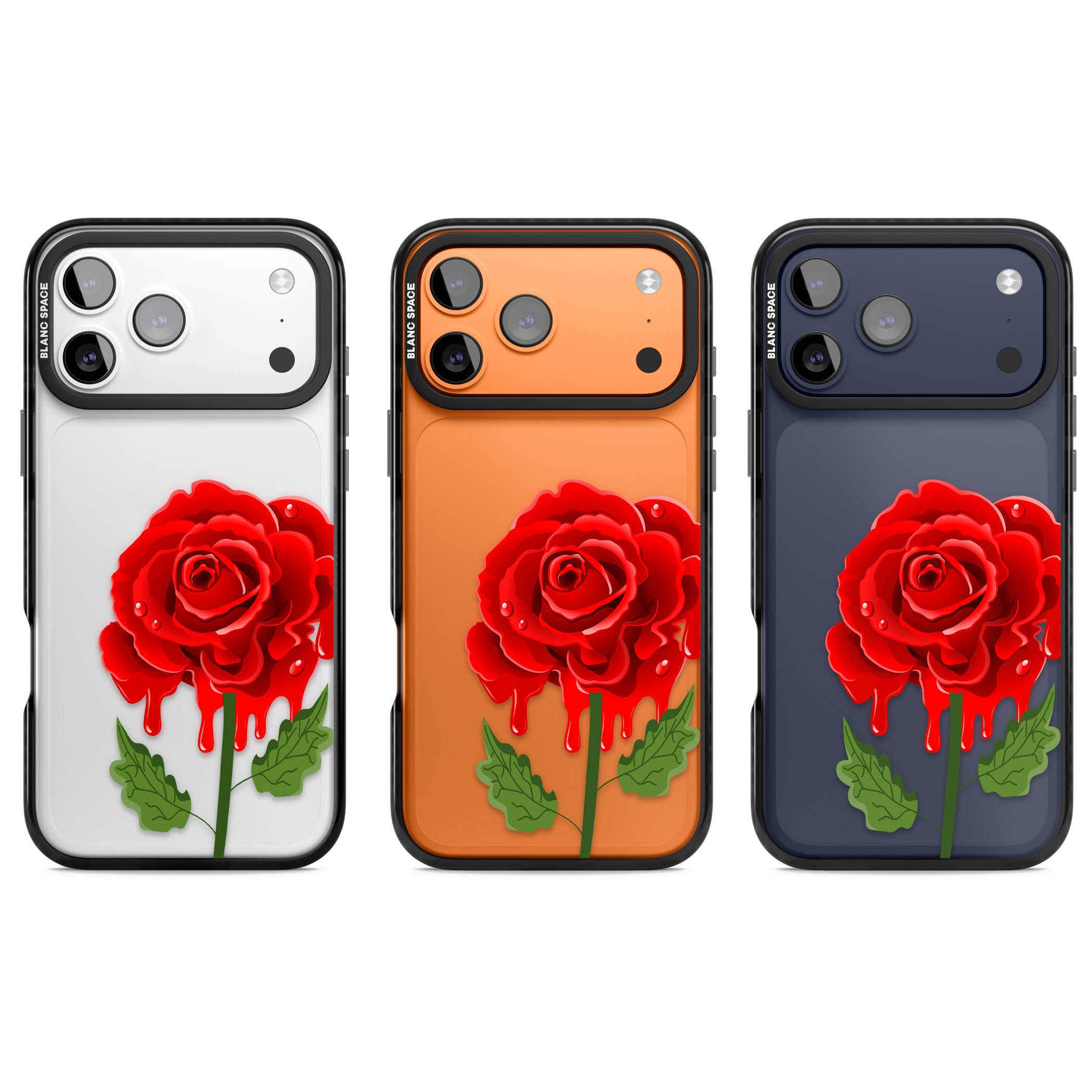 Melting Rose iPhone 17 Pro Impact Black Phone Case APT Impact Protection