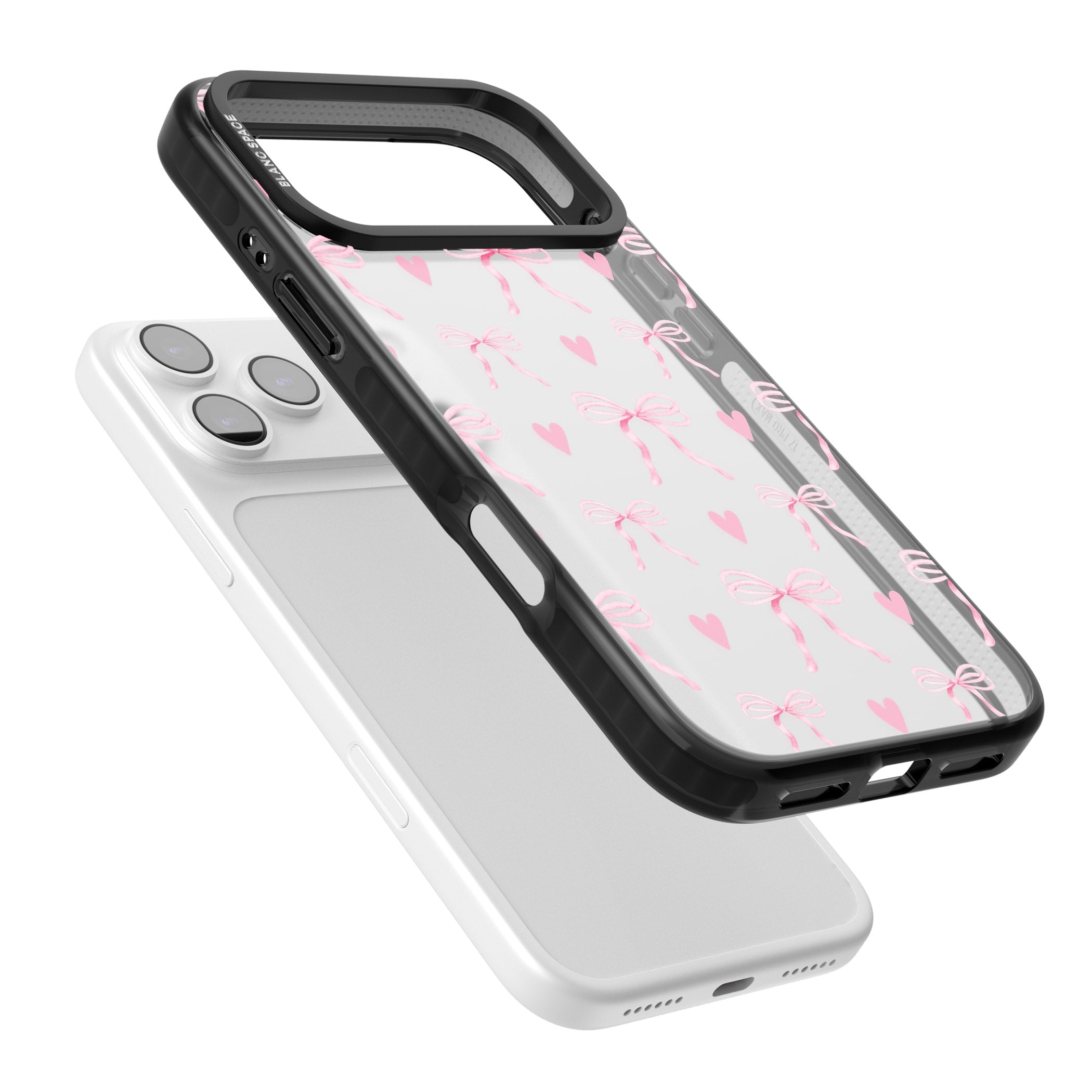 Pink Bows & Hearts iPhone 17 Pro Impact Black Phone Case Colours