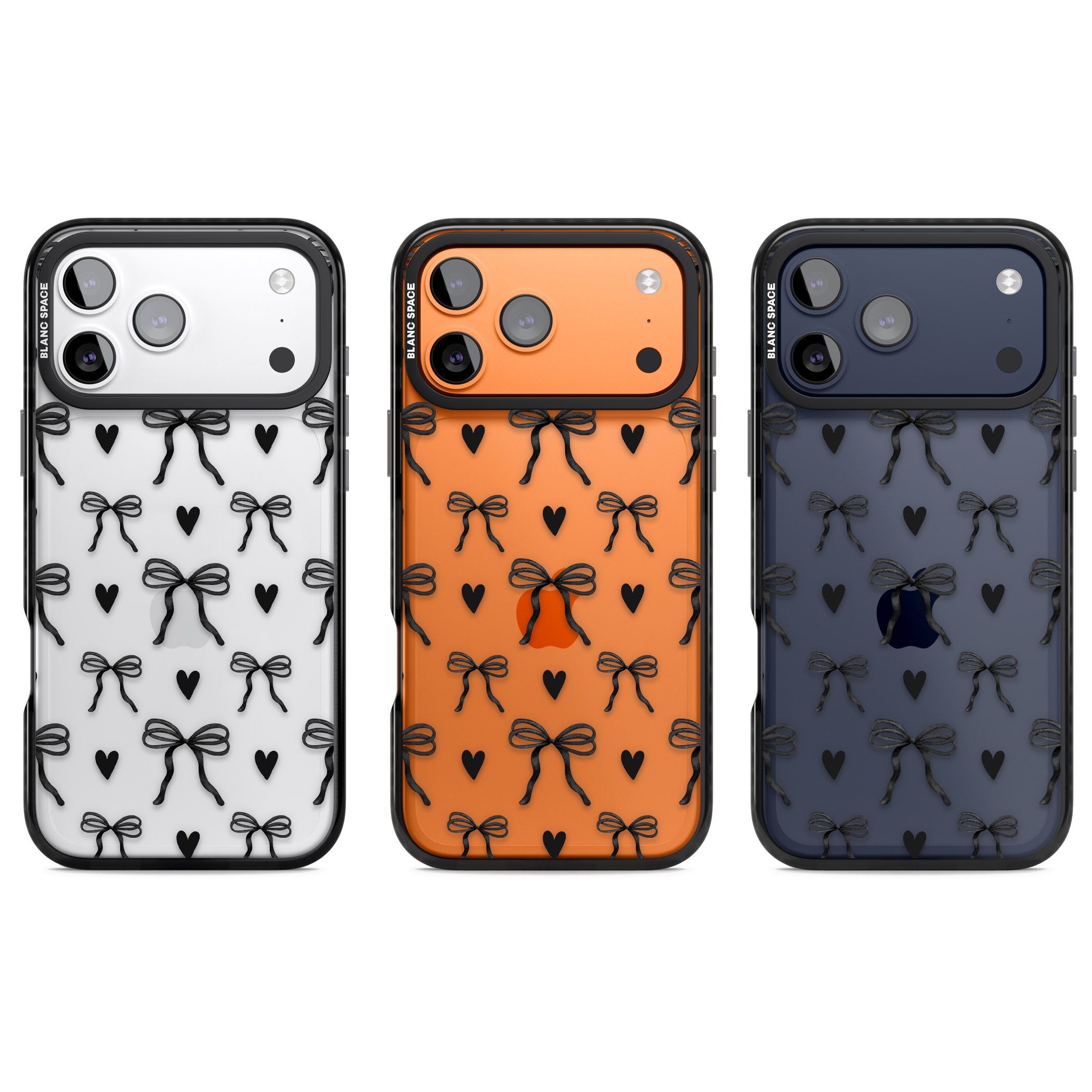 Black Bows & Hearts iPhone 17 Pro Impact Black Phone Case APT Impact Protection