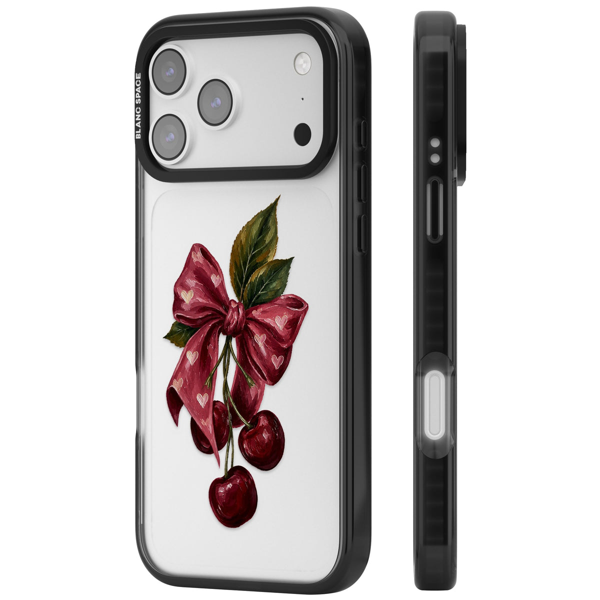 Cherry Sonnet iPhone 17 Pro Max Impact Black Phone Case side