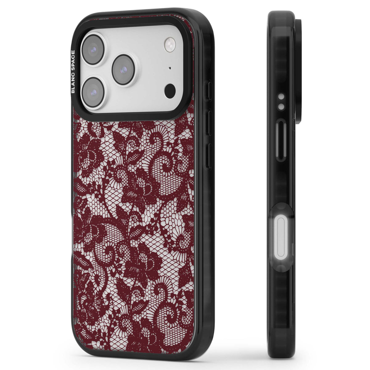 Burgundy Lace coquette iPhone case | Clear Impact case for iPhone 17 Pro, iPhone 17 Pro Max