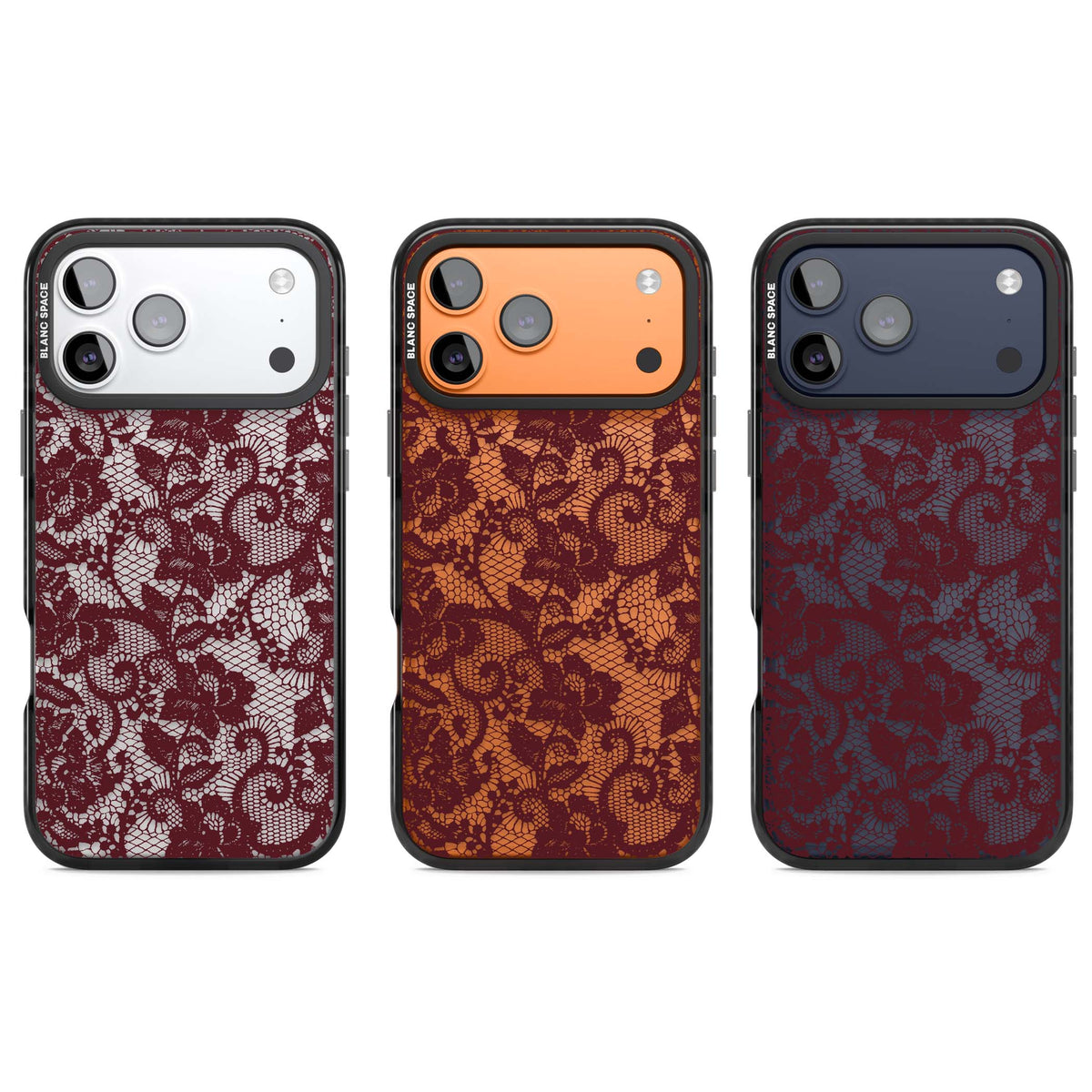 Burgundy Lace coquette iPhone case | Clear Impact case for iPhone 17 Pro, iPhone 17 Pro Max