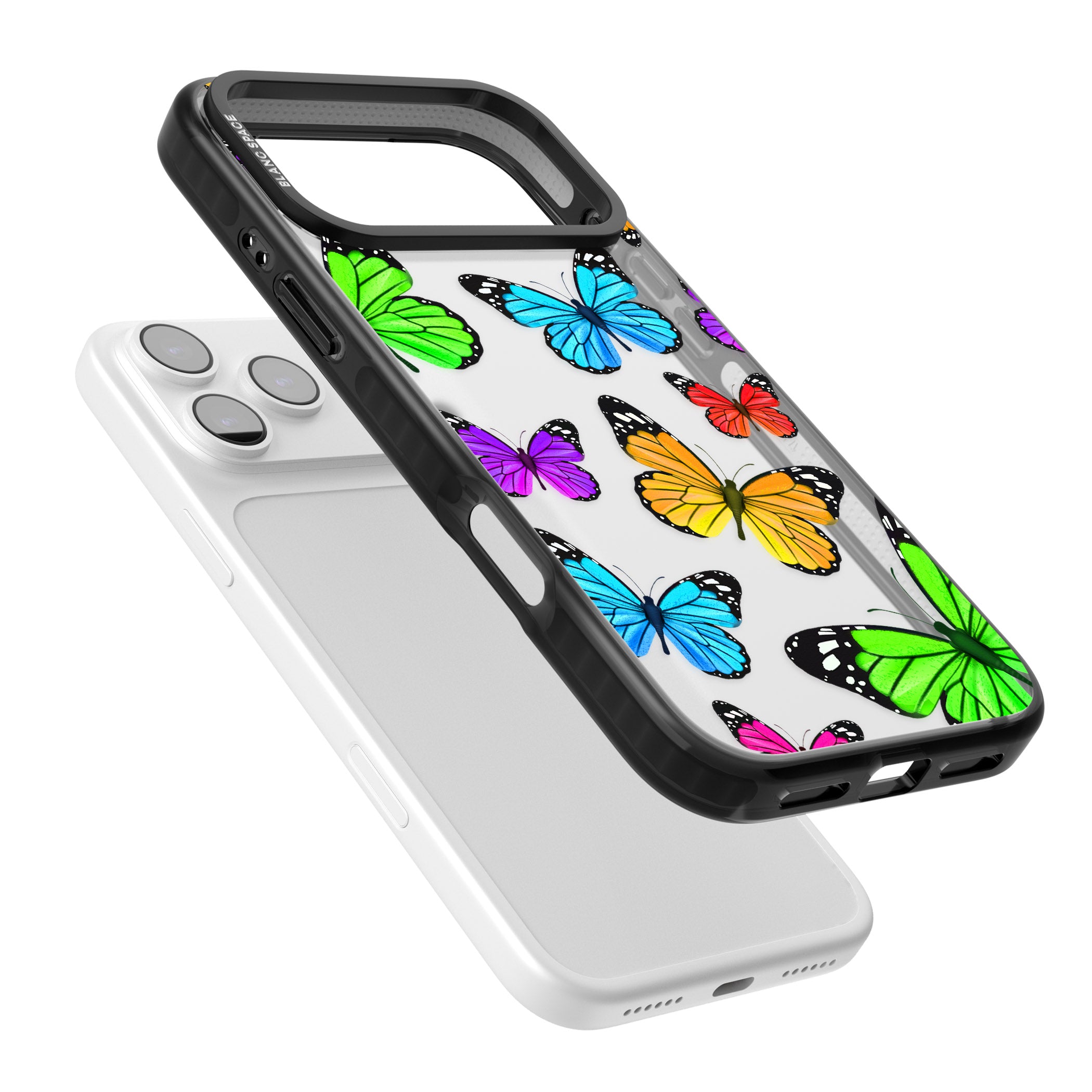 Vibrant Butterflies iPhone 17 Pro Impact Black Phone Case Colours