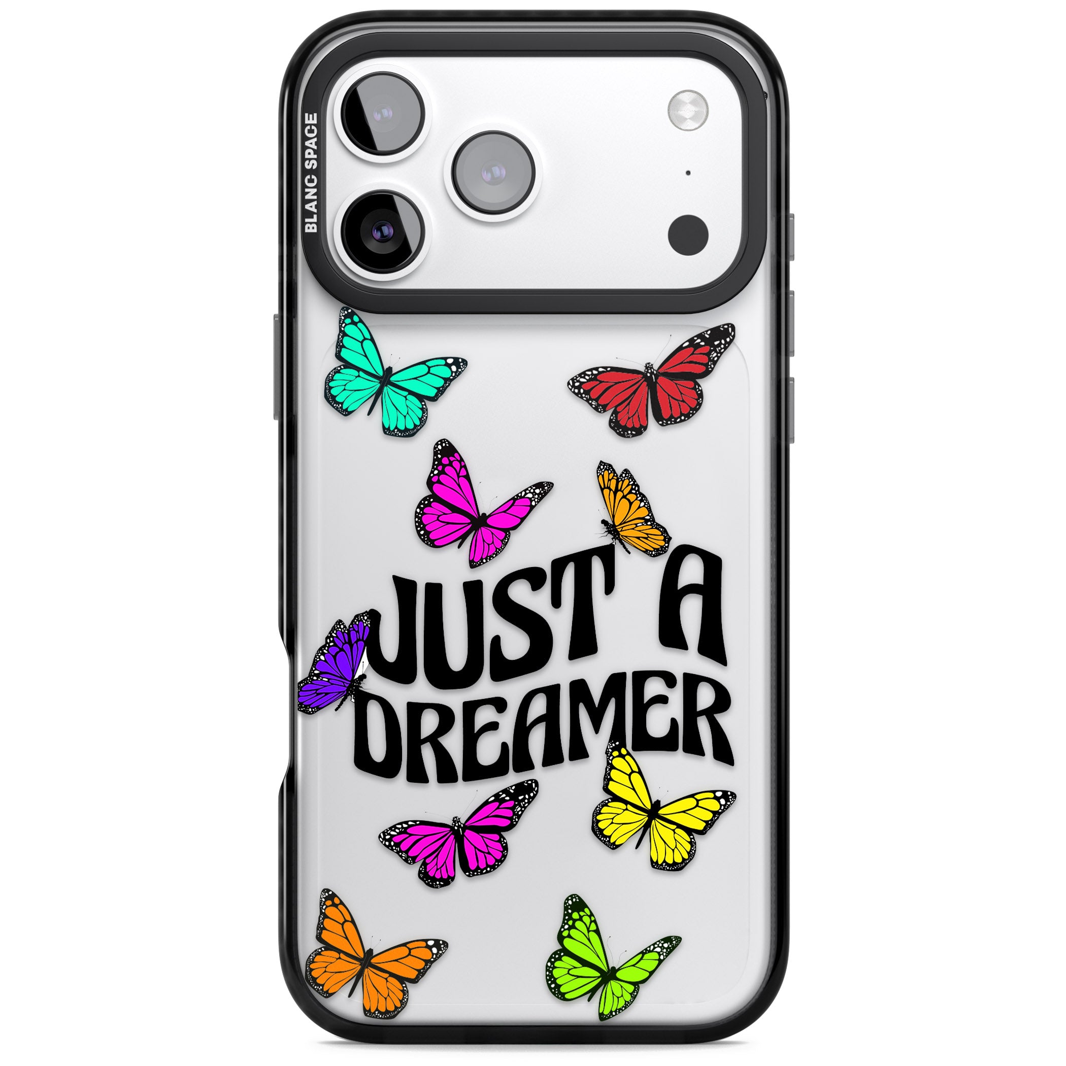 Just A Dreamer Butterfly iPhone 17 Pro Impact Black Phone Case
