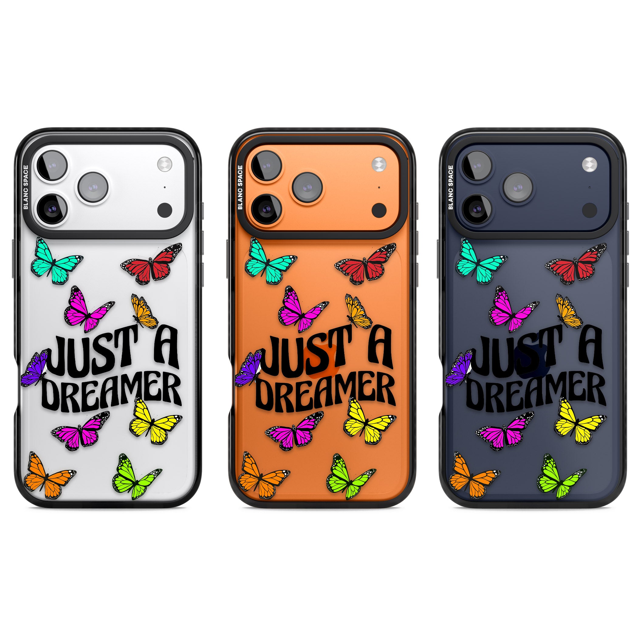 Just A Dreamer Butterfly iPhone 17 Pro Impact Black Phone Case APT Impact Protection