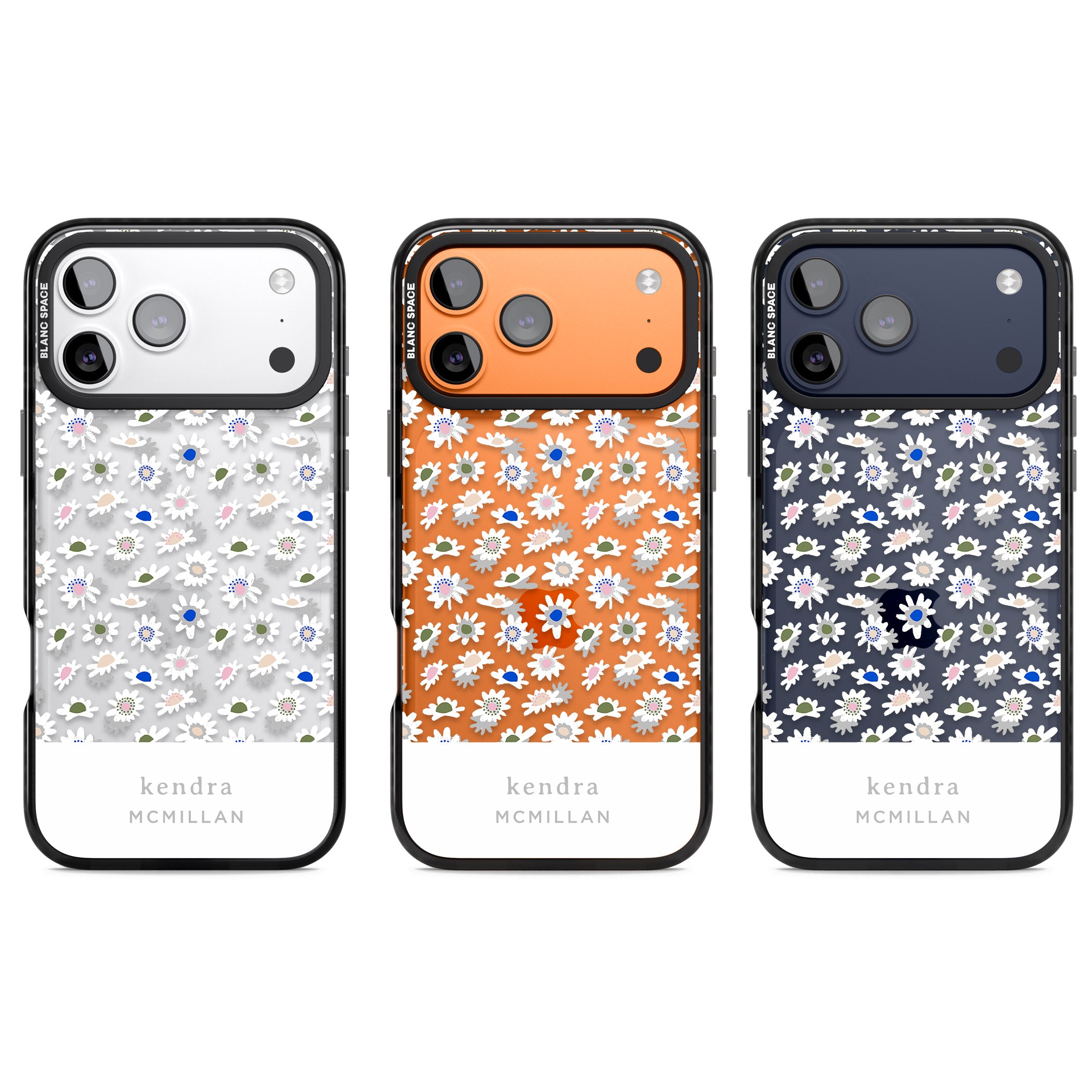 Personalised Grey & White Daisies iPhone 17 Pro Impact Black Phone Case APT Impact Protection