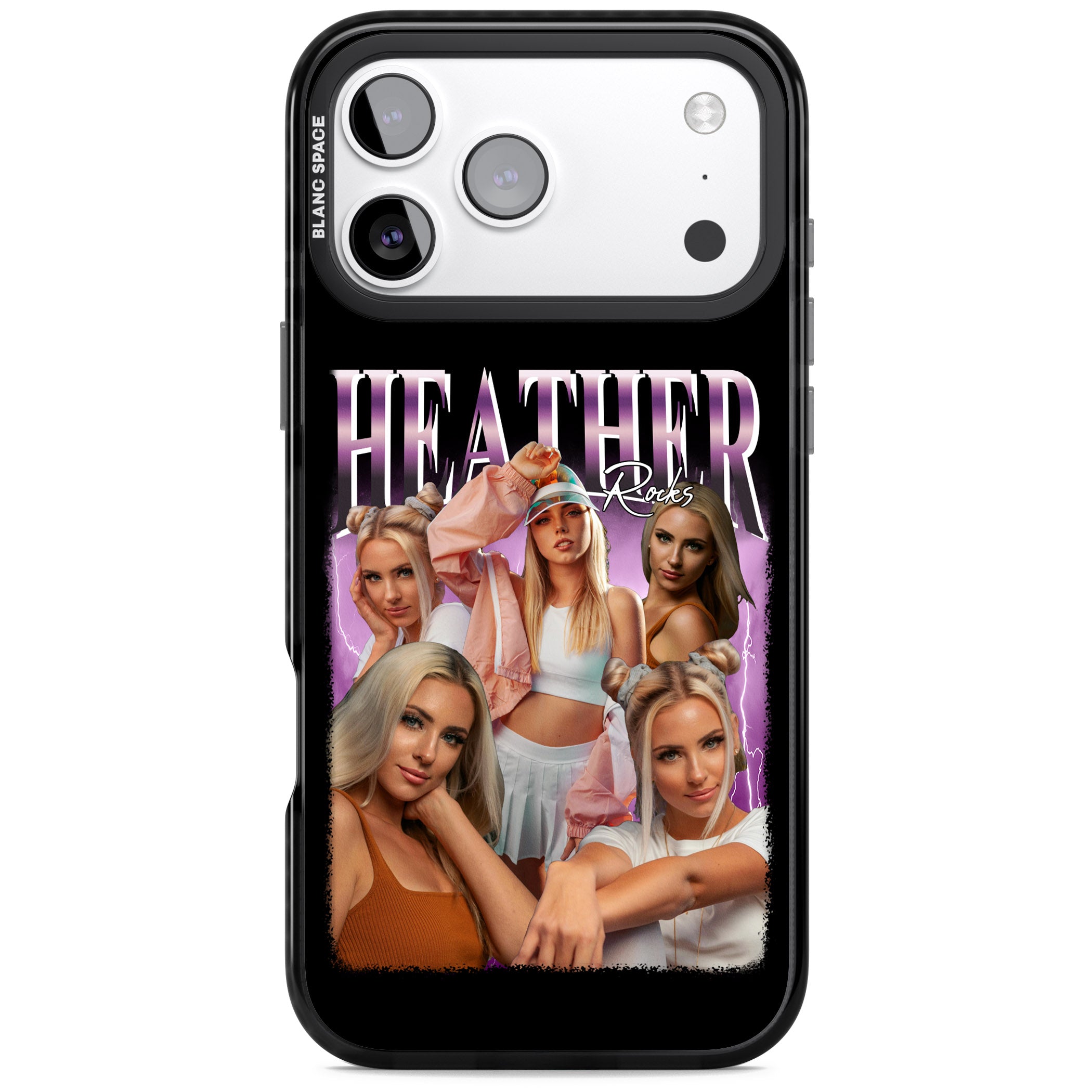 Personalised Airbrush Name & Photo Collage (Pink) iPhone 17 Pro Impact Black Phone Case