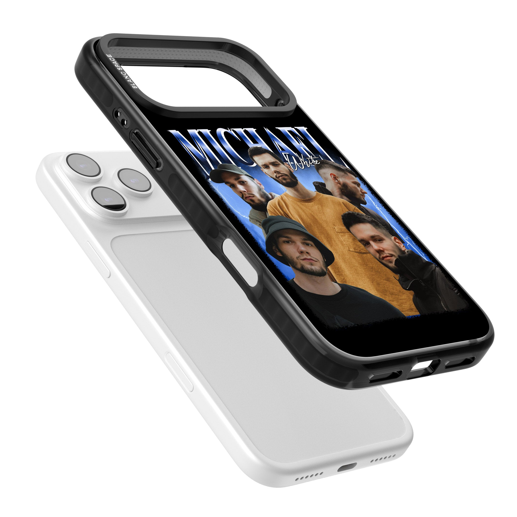 Personalised Airbrush Name & Photo Collage (Blue) iPhone 17 Pro Impact Black Phone Case Colours