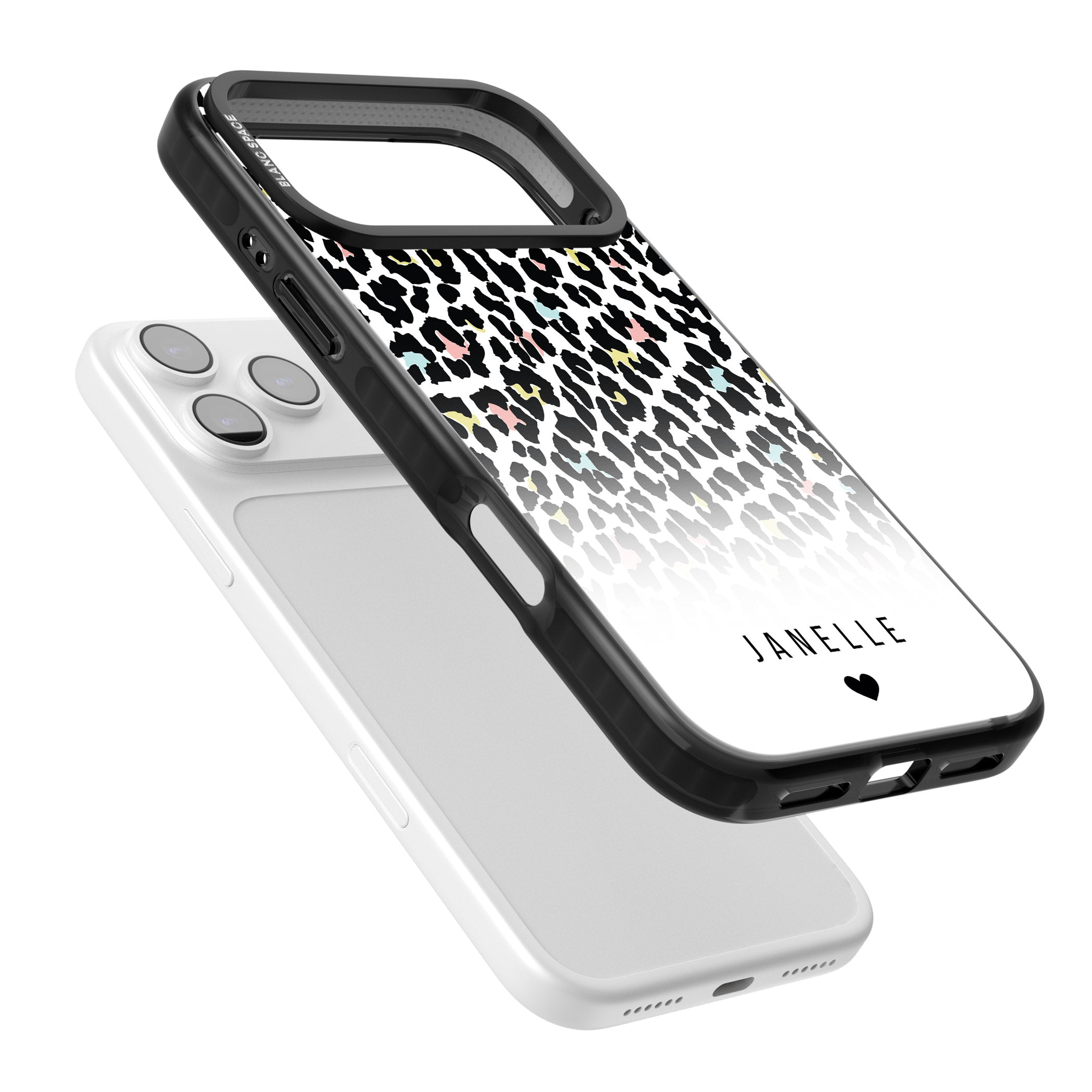 Personalised Pastel Leopard iPhone 17 Pro Impact Black Phone Case Colours
