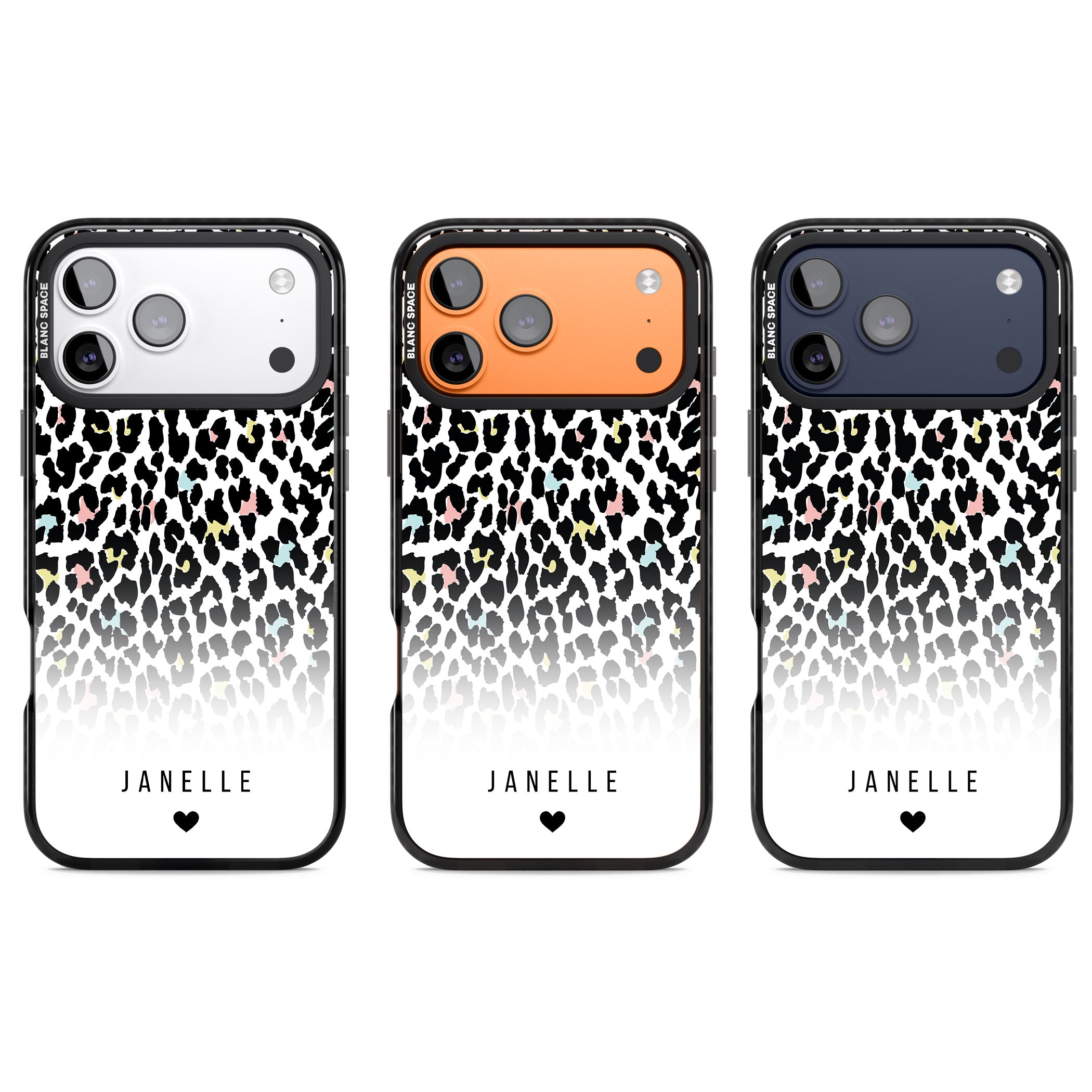 Personalised Pastel Leopard iPhone 17 Pro Impact Black Phone Case APT Impact Protection