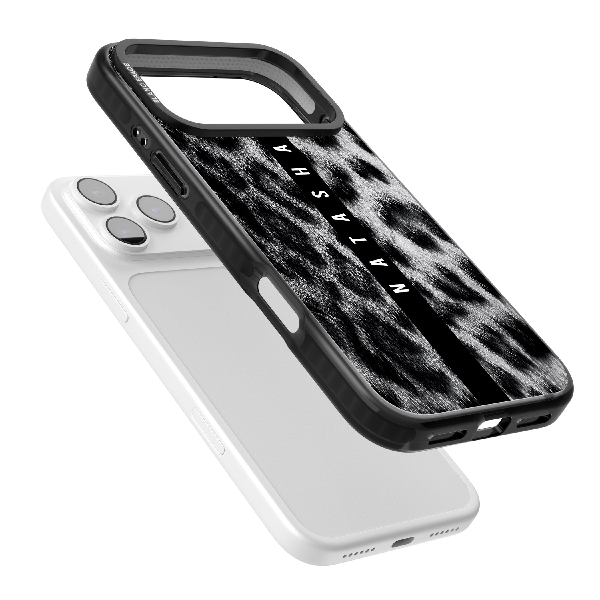 Personalised Snow Leopard Print iPhone 17 Pro Impact Black Phone Case Colours