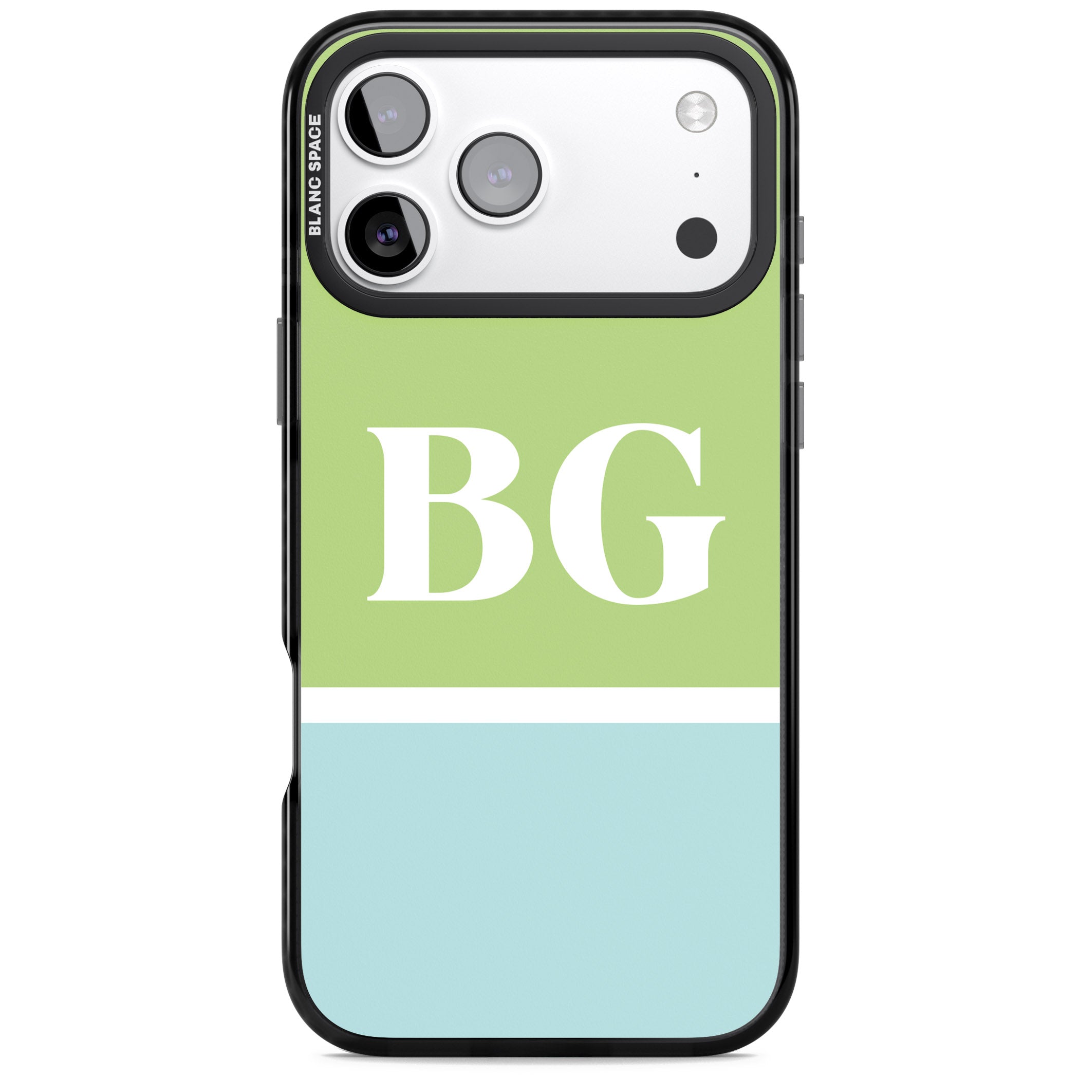 Personalised Colorblock: Green & Turquoise iPhone 17 Pro Impact Black Phone Case