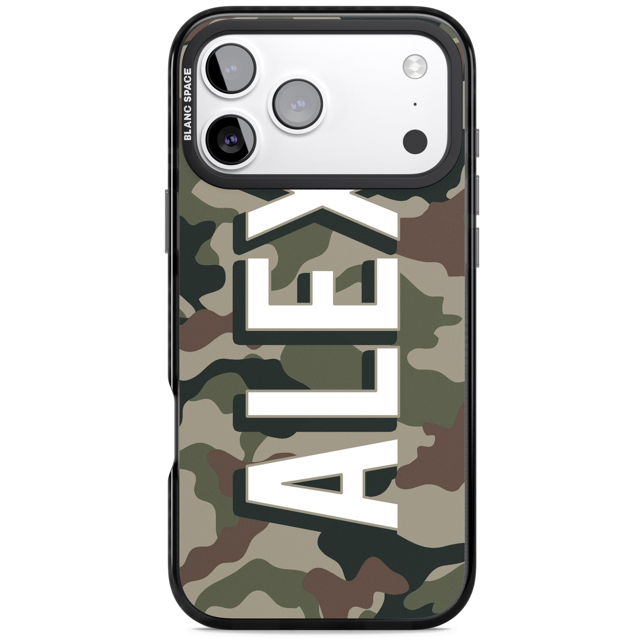 Personalised Classic Green Camo iPhone 17 Pro Impact Black Phone Case