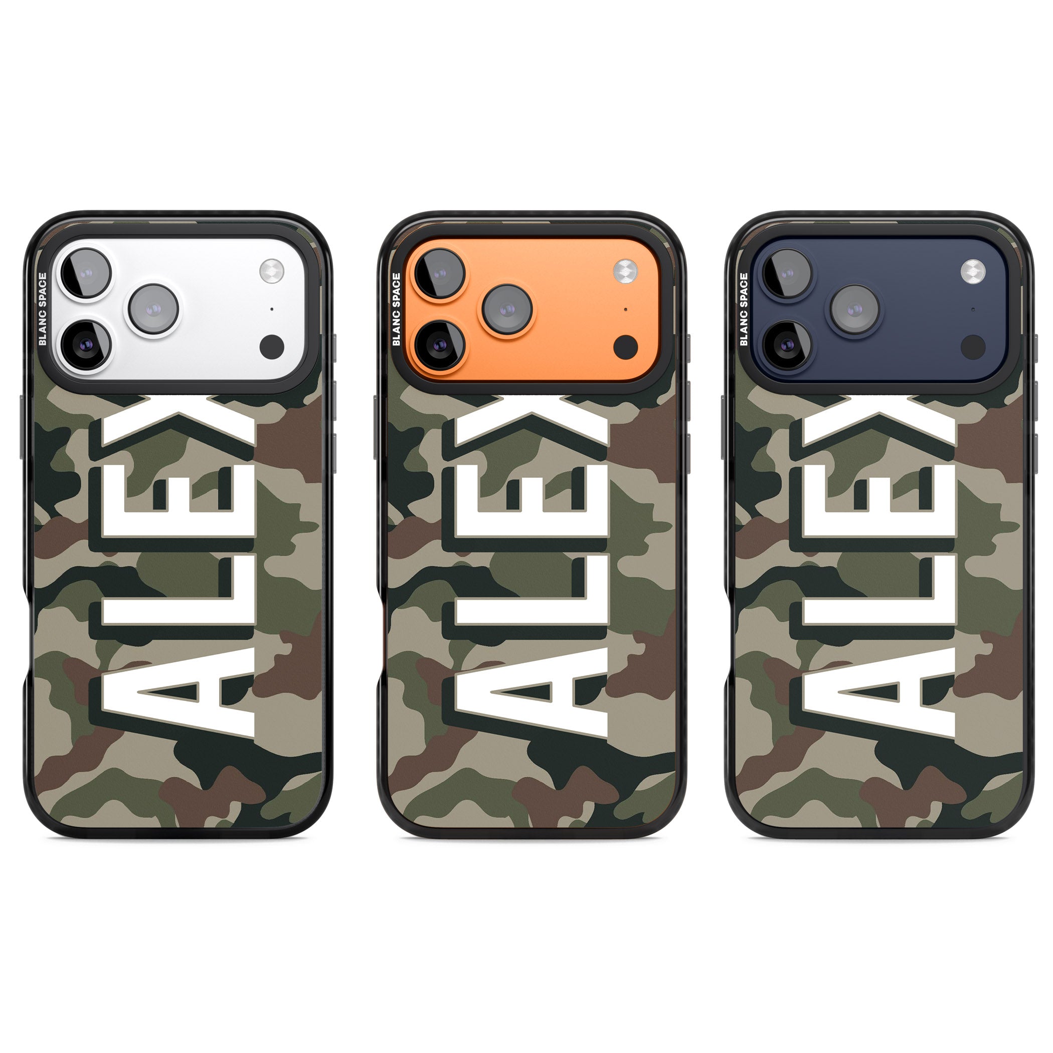 Personalised Classic Green Camo iPhone 17 Pro Impact Black Phone Case APT Impact Protection