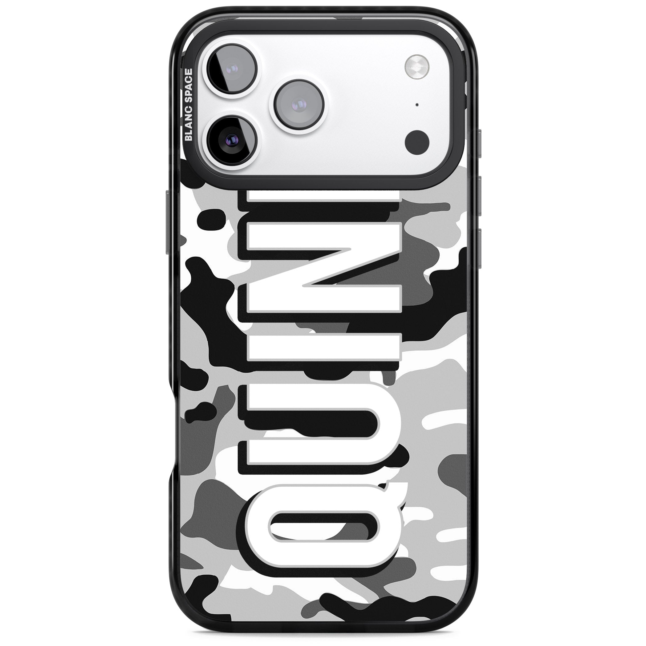 Personalised Greyscale Camo iPhone 17 Pro Impact Black Phone Case