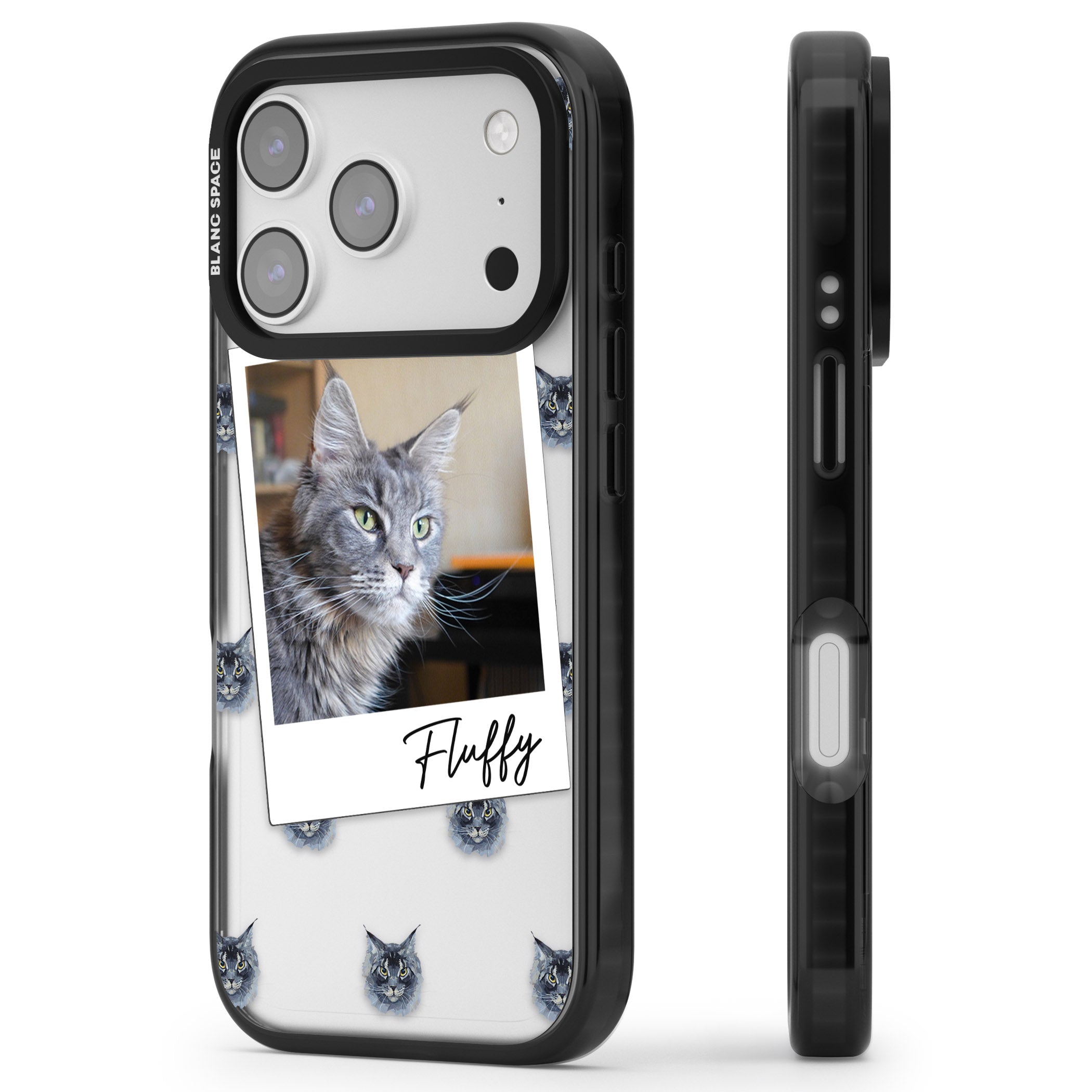 Personalised Maine Coon Photo iPhone 17 Pro Impact Black Phone Case Side Profile