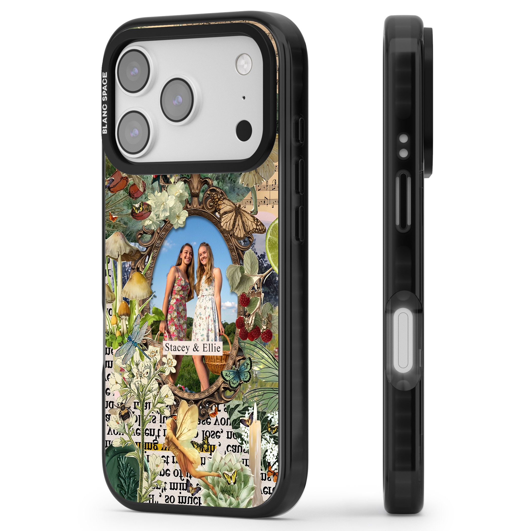 Personalised Cottage Garden Frame iPhone 17 Pro Impact Black Phone Case Side Profile