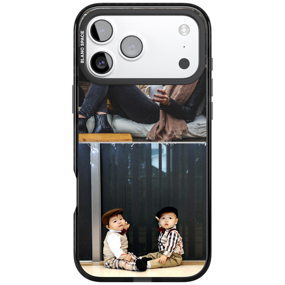 Personalised 2 Photo Grid iPhone 17 Pro Max Impact Black Phone Case front