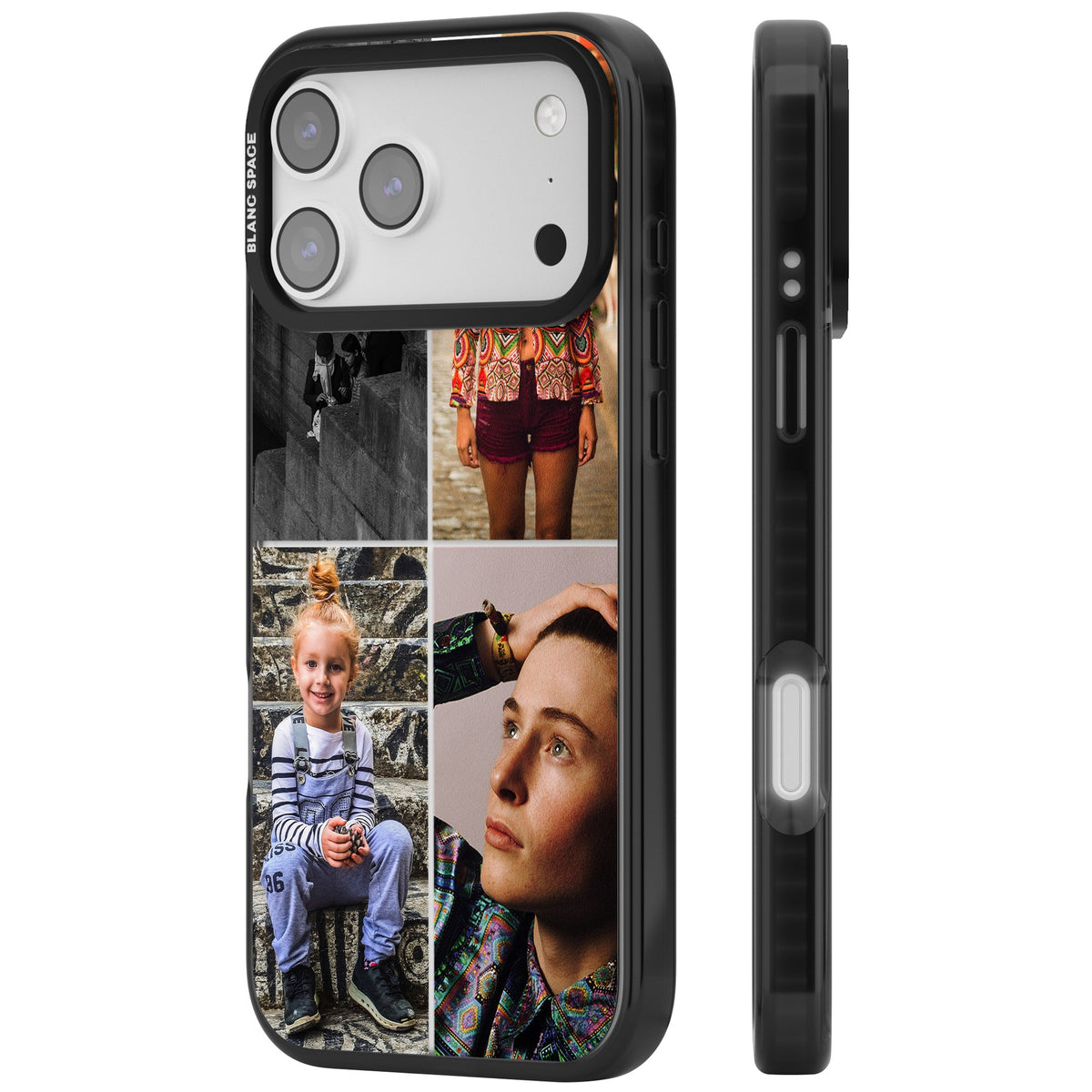 Personalised 4 Photo Grid iPhone 17 Pro Max Impact Black Phone Case side