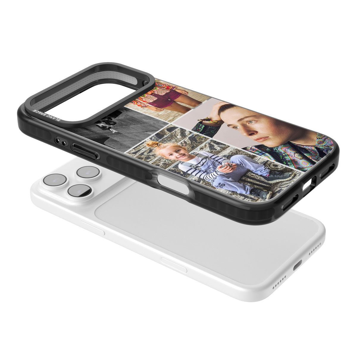 Personalised 4 Photo Grid iPhone 17 Pro Max Impact Black Phone Case angled