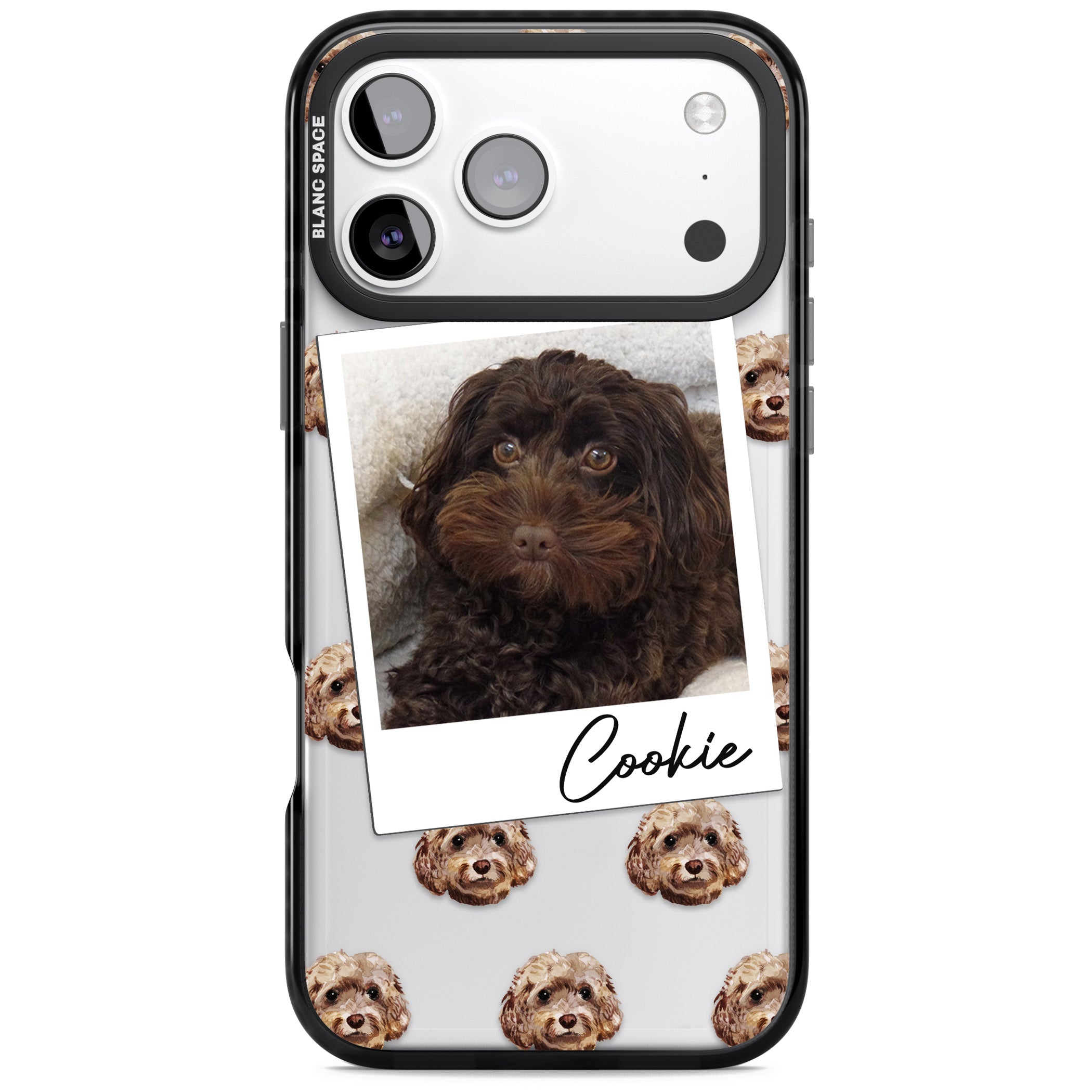 Personalised Brown Cockapoo Instant Camera Photo iPhone 17 Pro Impact Black Phone Case