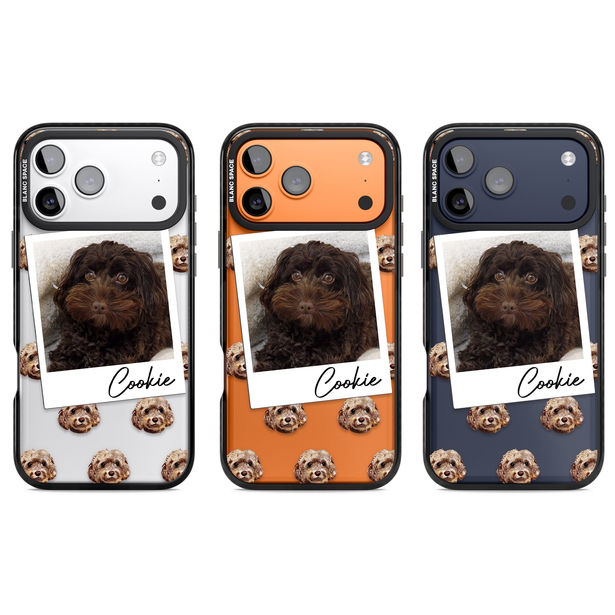 Personalised Brown Cockapoo Instant Camera Photo iPhone 17 Pro Impact Black Phone Case APT Impact Protection