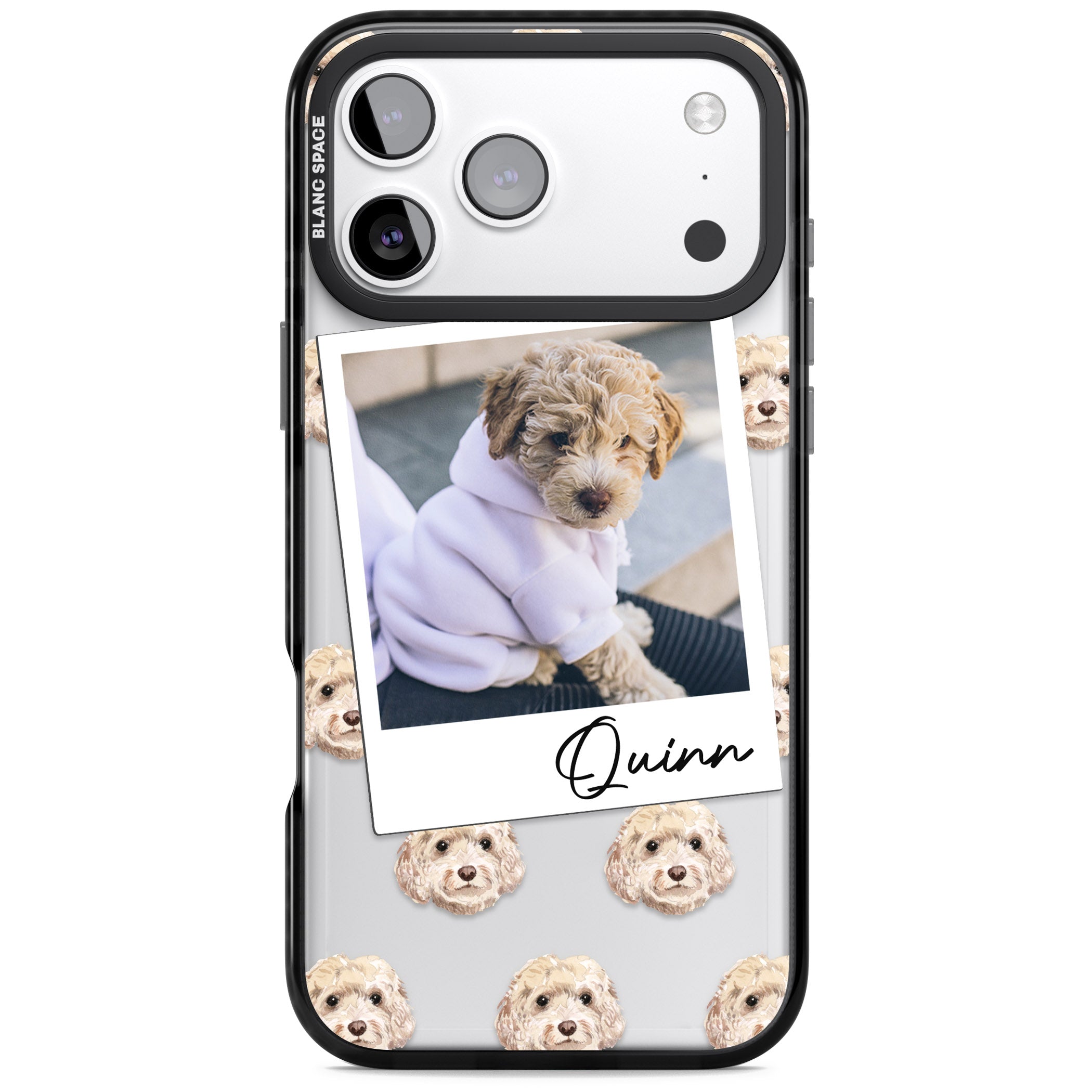 Personalised Cream Cockapoo Instant Camera Photo iPhone 17 Pro Impact Black Phone Case
