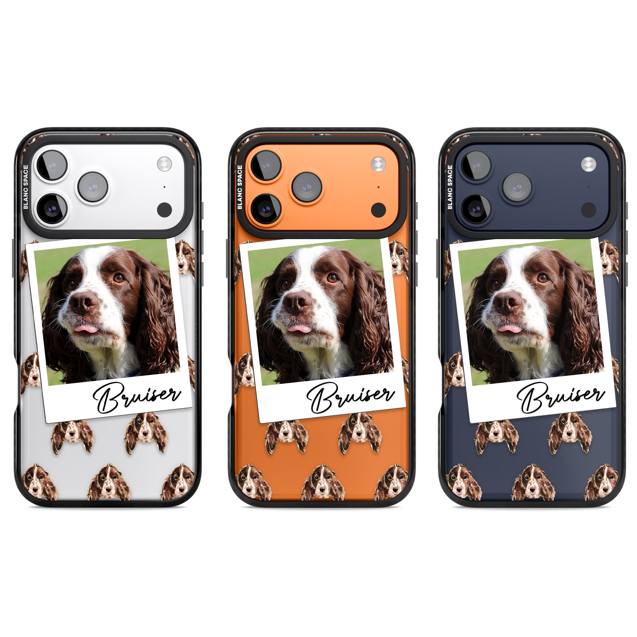 Personalised Springer Spaniel Instant Camera Photo iPhone 17 Pro Impact Black Phone Case APT Impact Protection