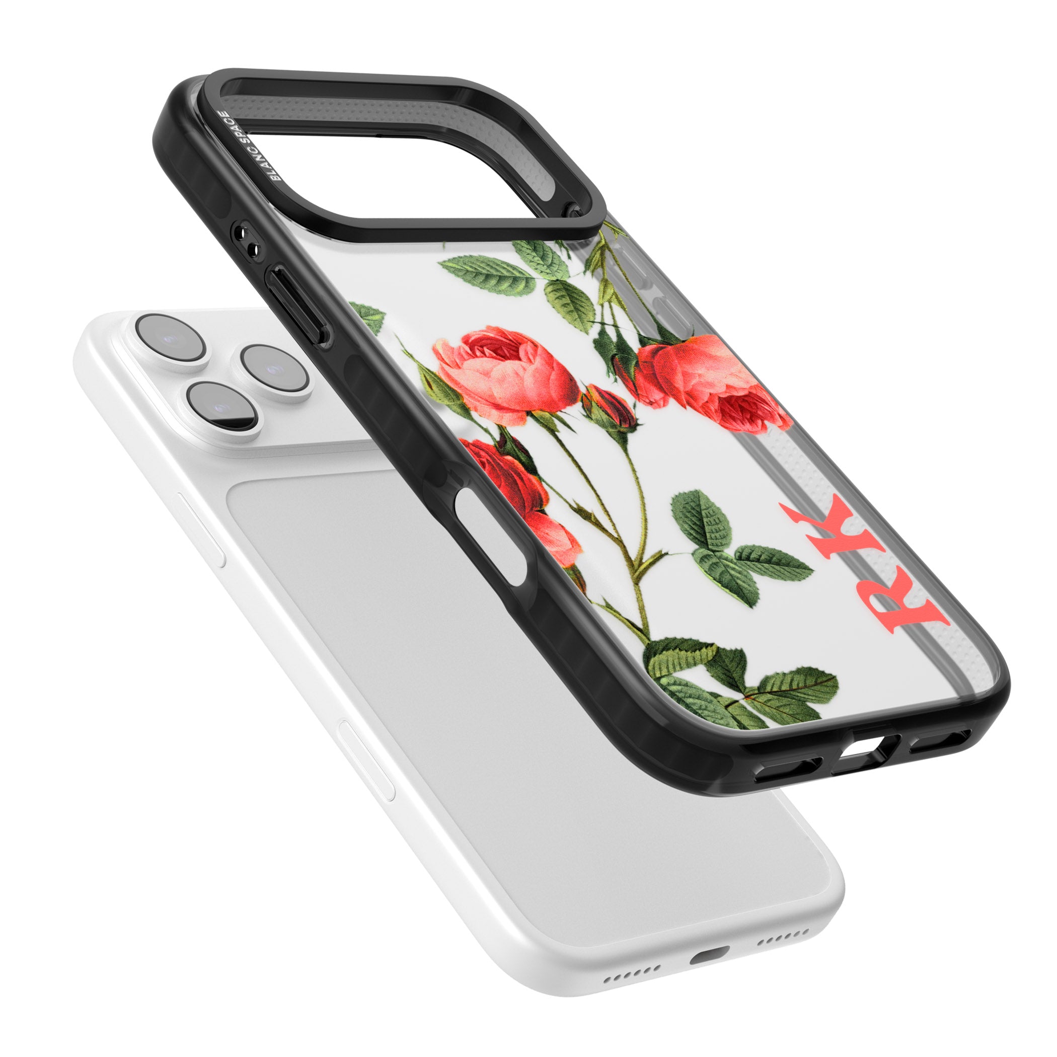 Personalised Vintage Floral Rose iPhone 17 Pro Impact Black Phone Case Colours