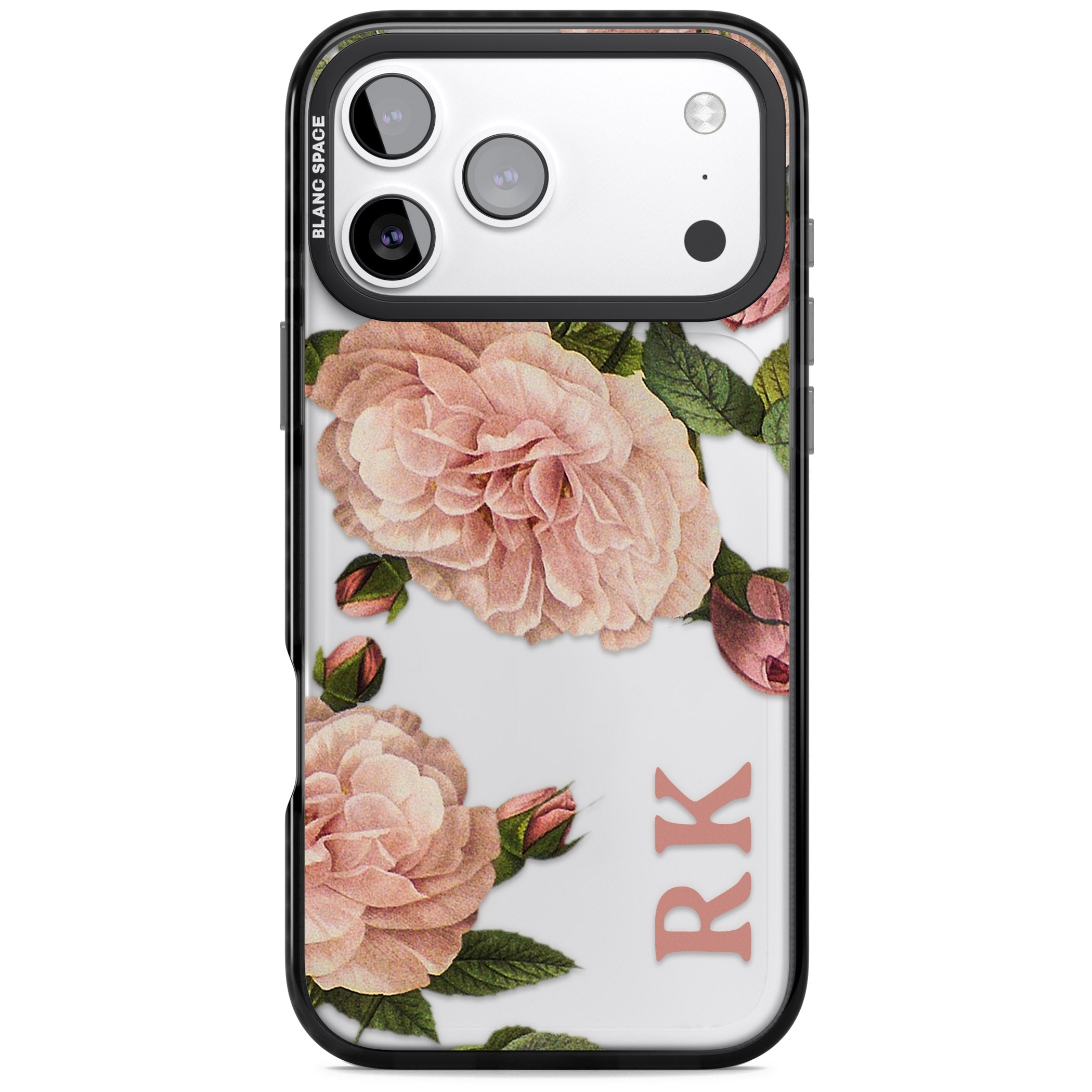 Personalised Vintage Floral iPhone 17 Pro Impact Black Phone Case