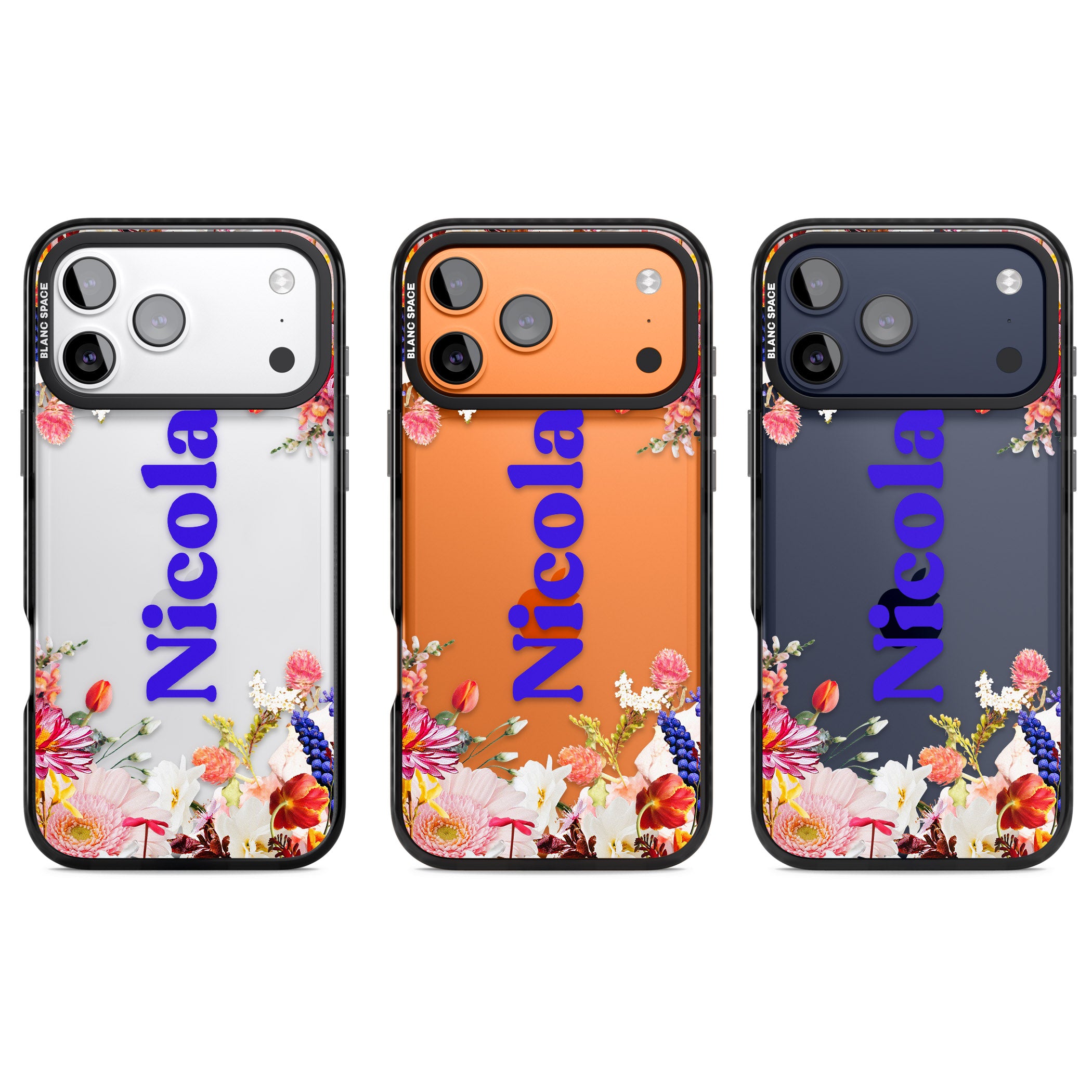 Personalised Floral Name iPhone 17 Pro Impact Black Phone Case APT Impact Protection