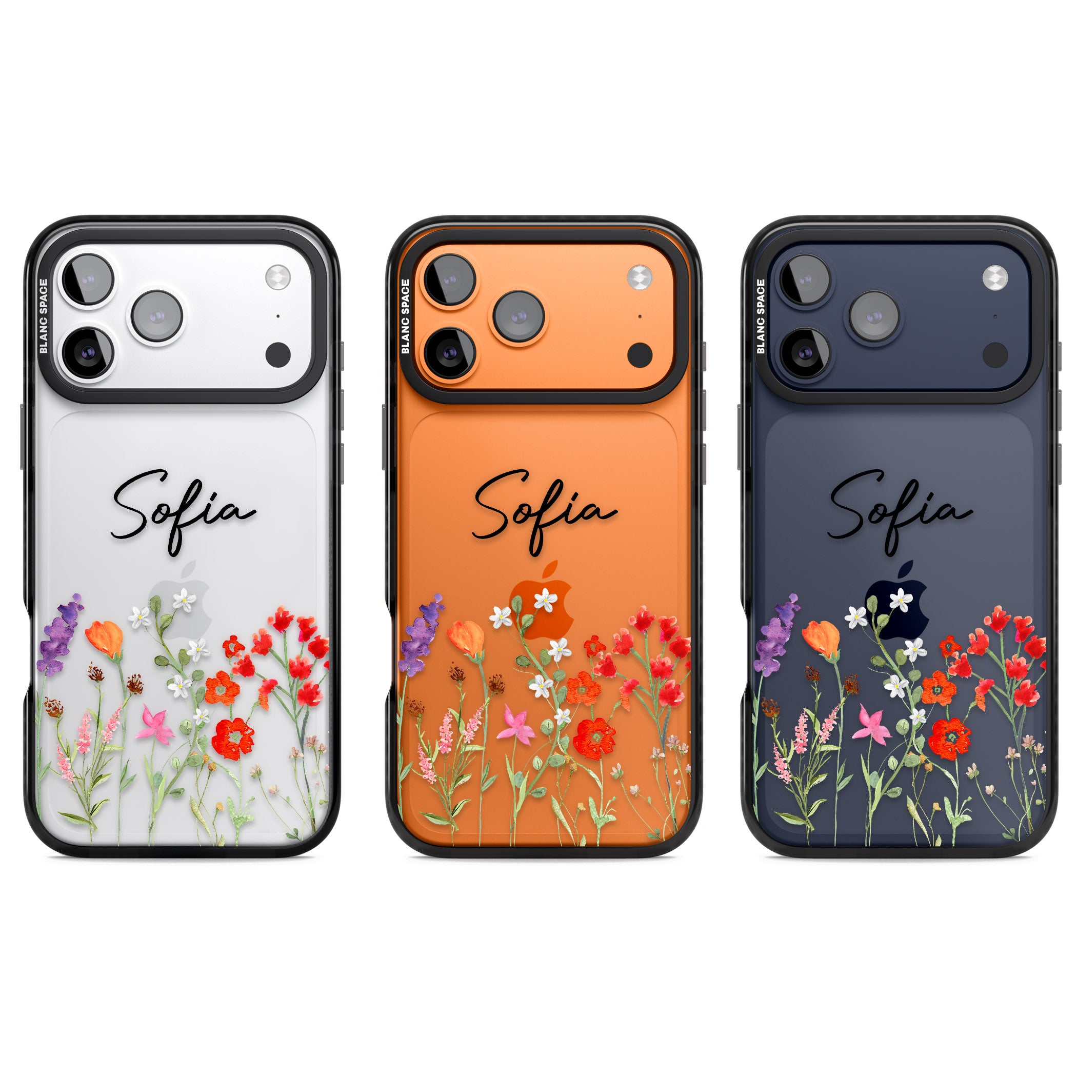 Personalised Spring Wildflowers iPhone 17 Pro Impact Black Phone Case APT Impact Protection