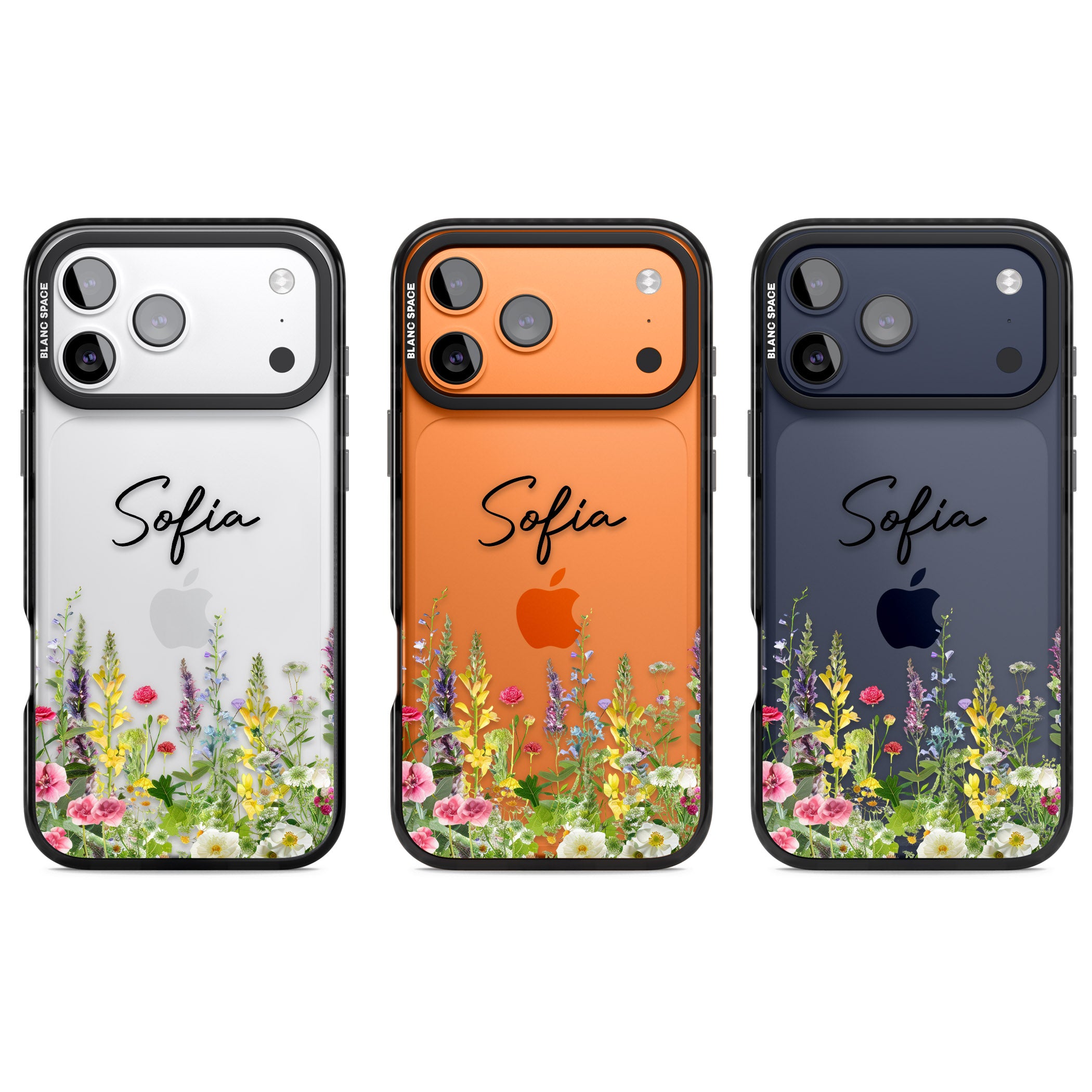Personalised Garden Wildfowers iPhone 17 Pro Impact Black Phone Case APT Impact Protection