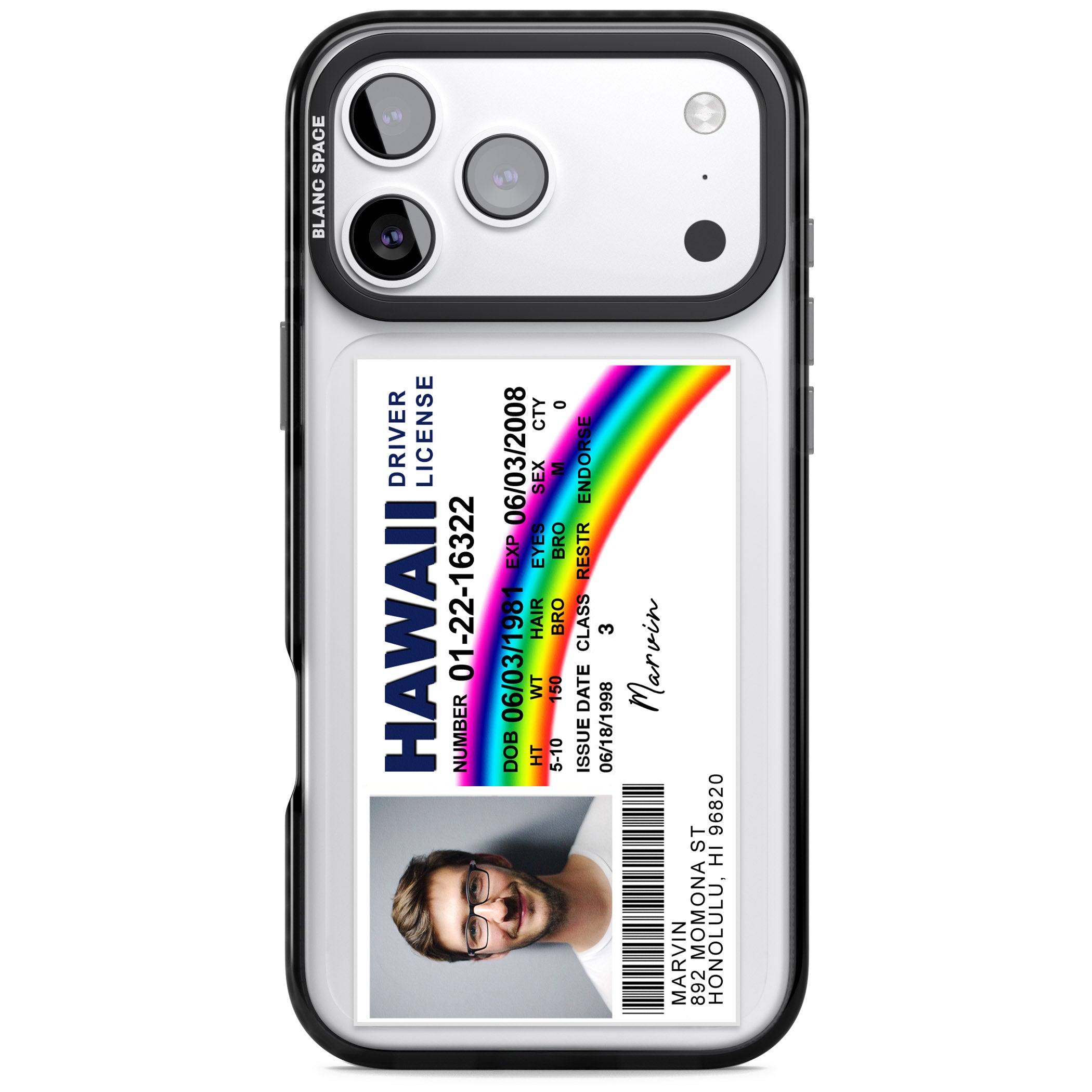 Personalised Hawaii Driving License iPhone 17 Pro Impact Black Phone Case