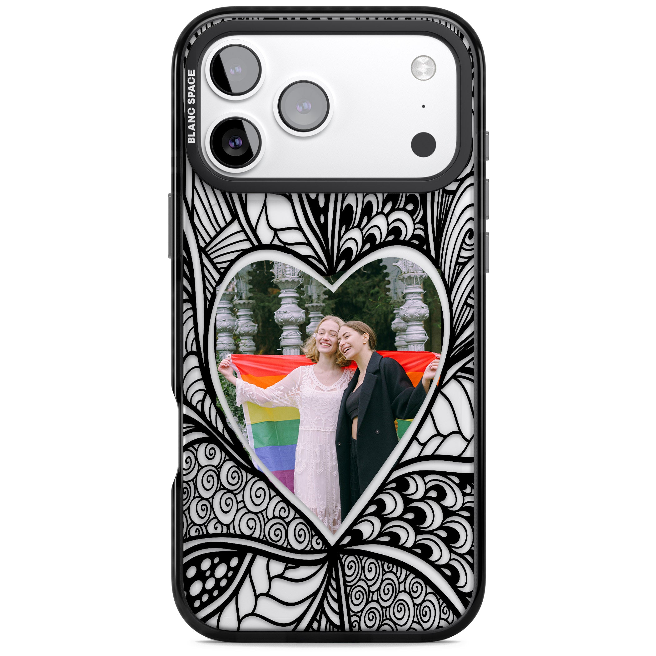 Personalised Henna Heart Photo Case iPhone 17 Pro Impact Black Phone Case
