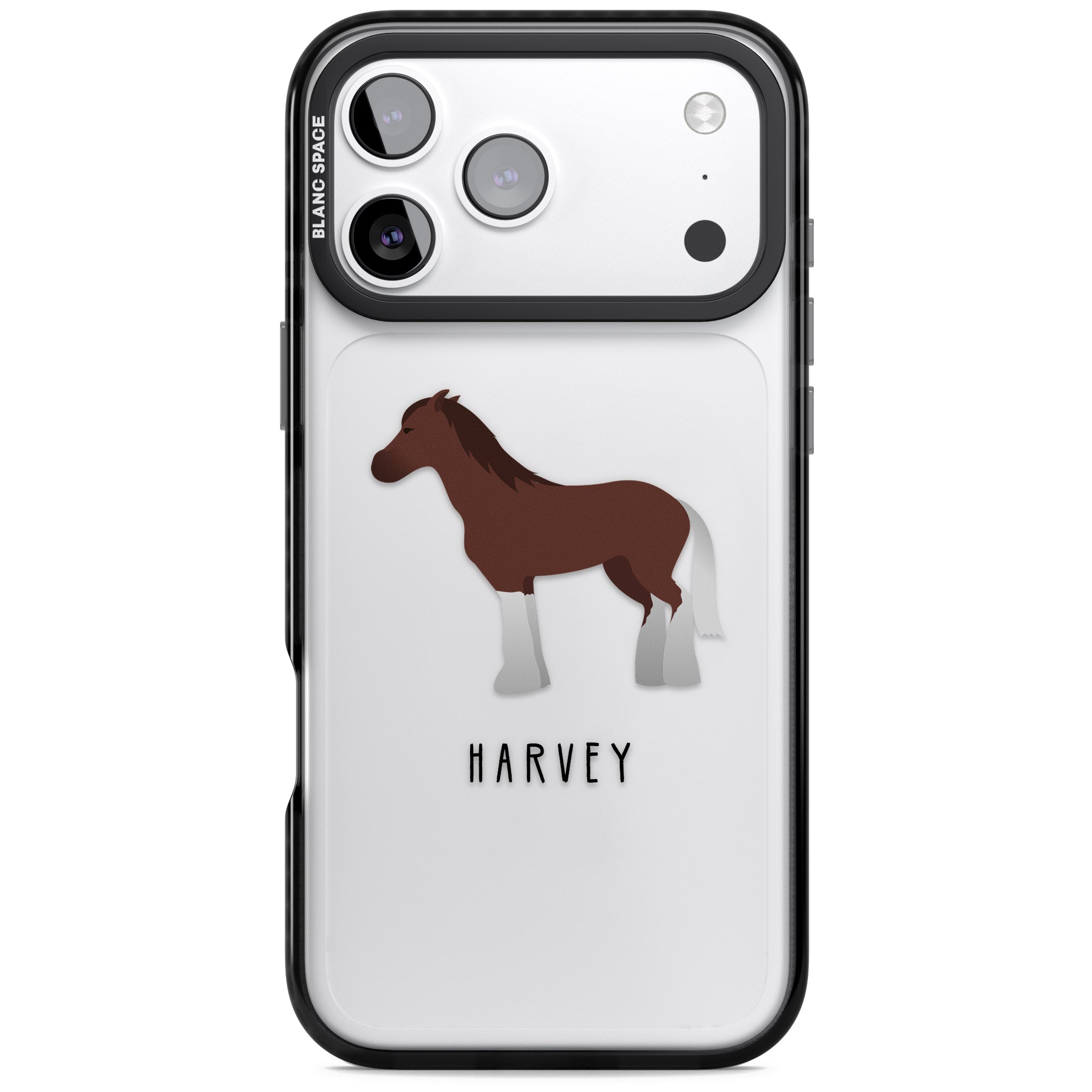 Personalised Brown Horse iPhone 17 Pro Impact Black Phone Case