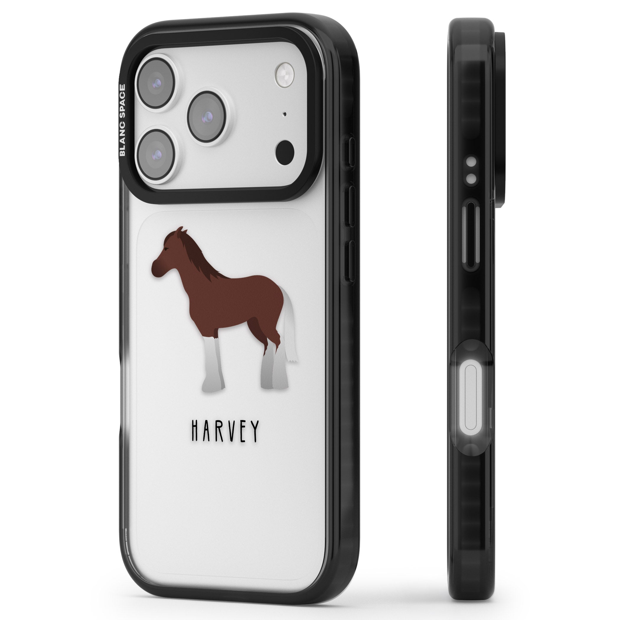 Personalised Brown Horse iPhone 17 Pro Impact Black Phone Case Side Profile
