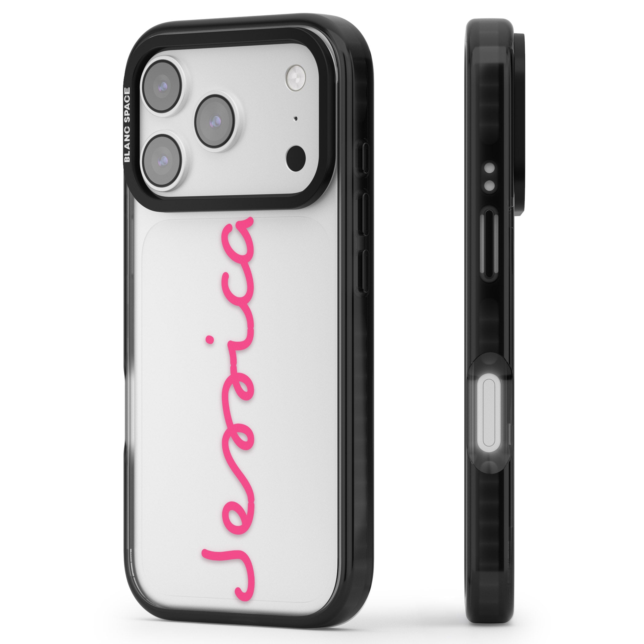 Personalised Summer Name iPhone 17 Pro Impact Black Phone Case Side Profile