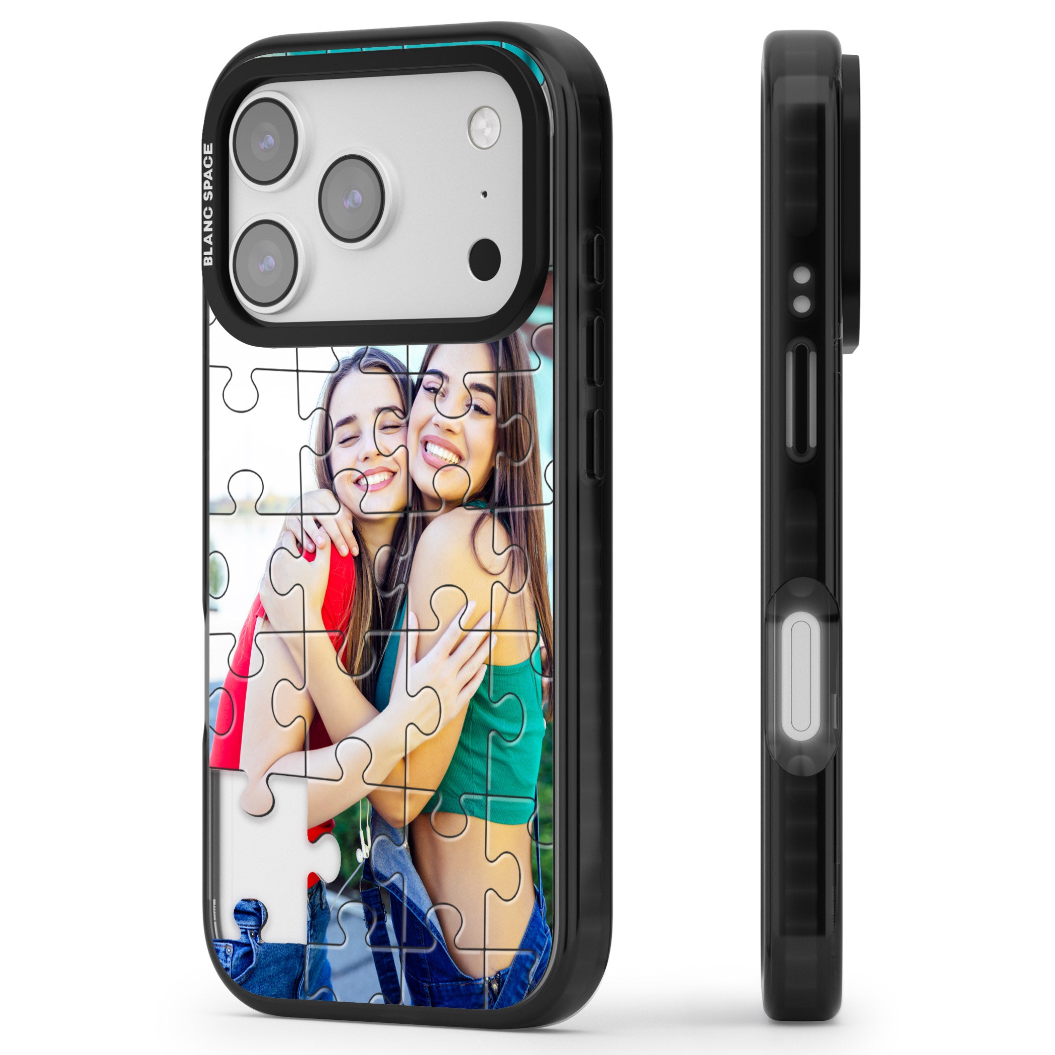 Personalised Jigsaw Puzzle Photo iPhone 17 Pro Impact Black Phone Case Side Profile