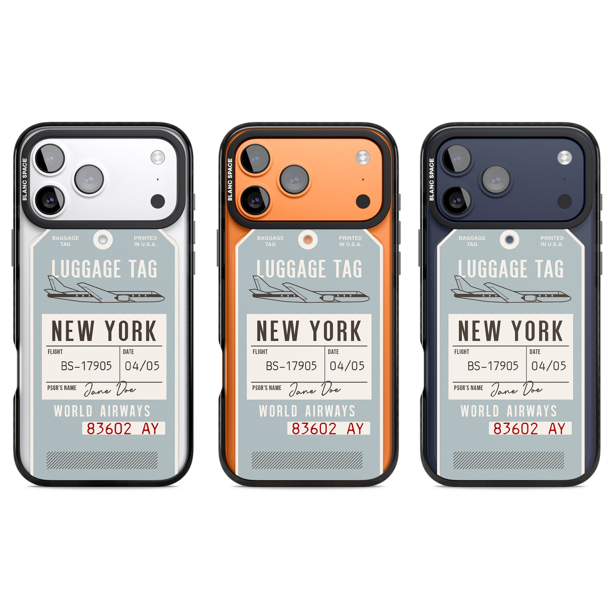 Personalised Vintage Usa Luggage Tag iPhone 17 Pro Impact Black Phone Case APT Impact Protection